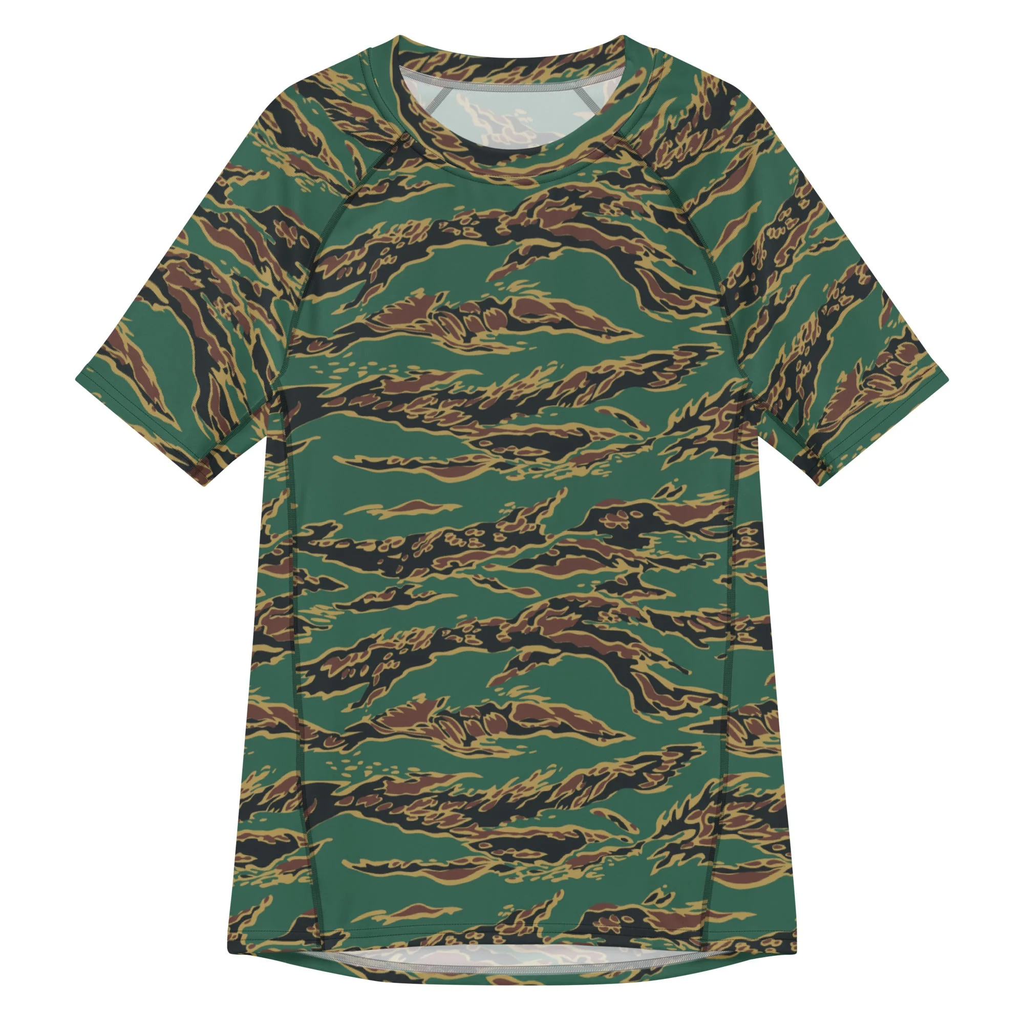 Guyanese Tiger Stripe CAMO Mens Short-Sleeve Rash Guard