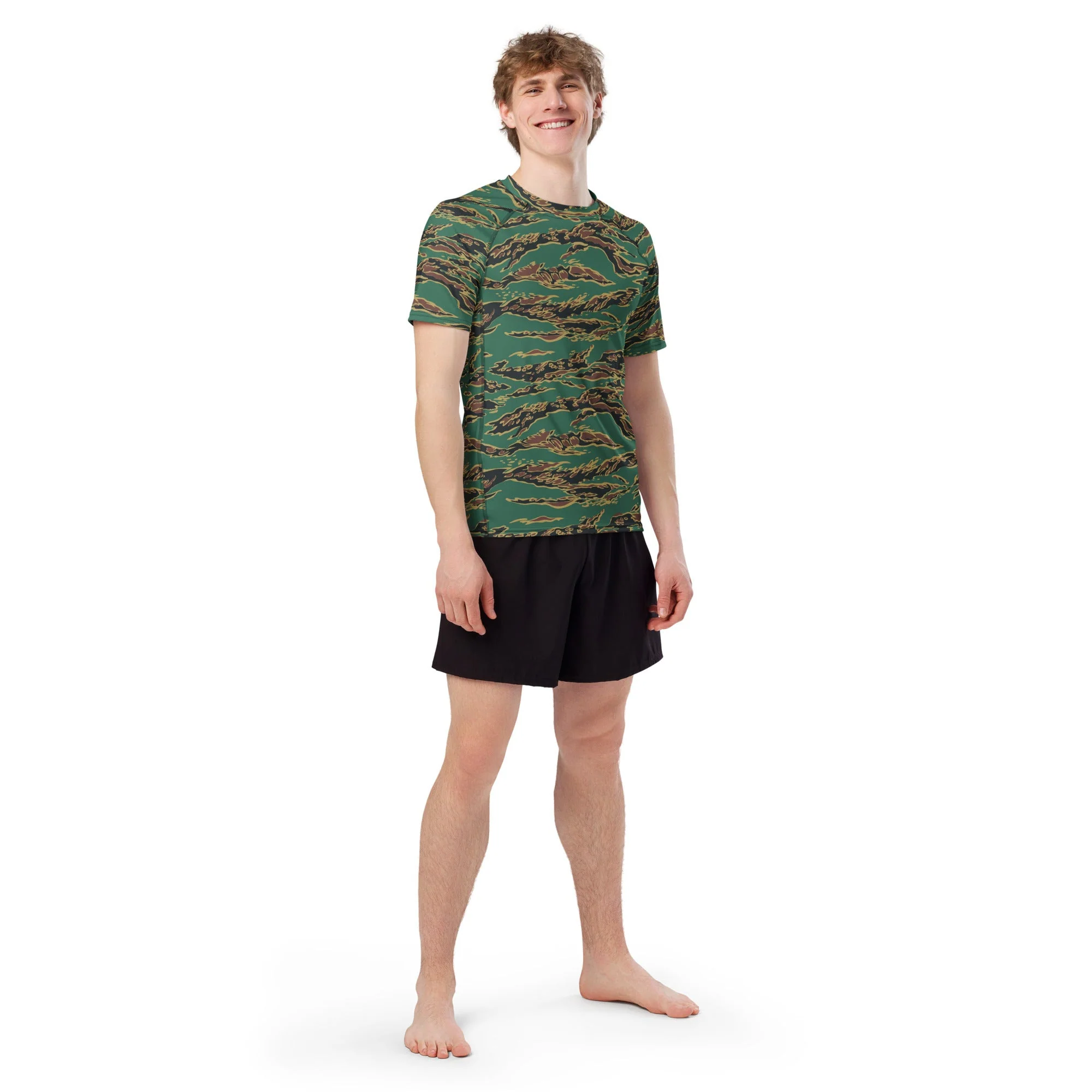Guyanese Tiger Stripe CAMO Mens Short-Sleeve Rash Guard - Image 10