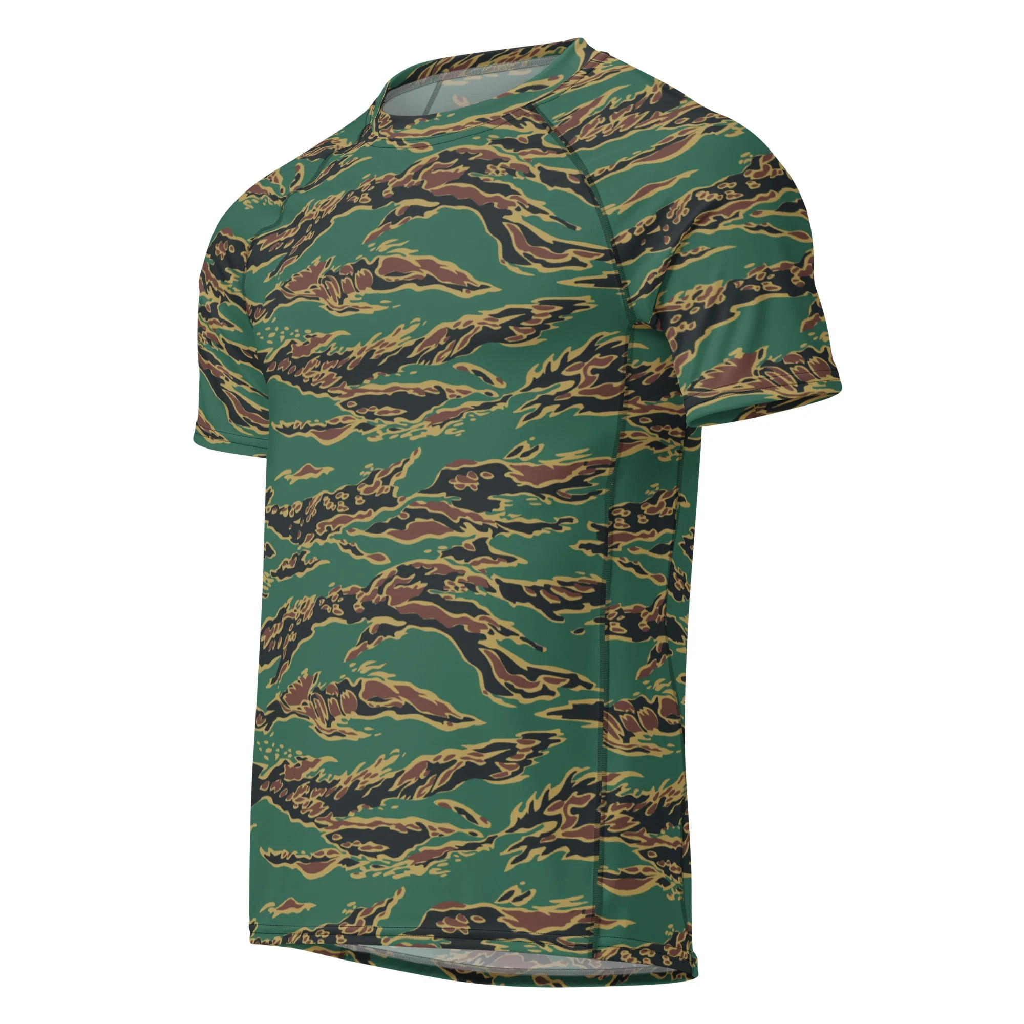Guyanese Tiger Stripe CAMO Mens Short-Sleeve Rash Guard - Image 6