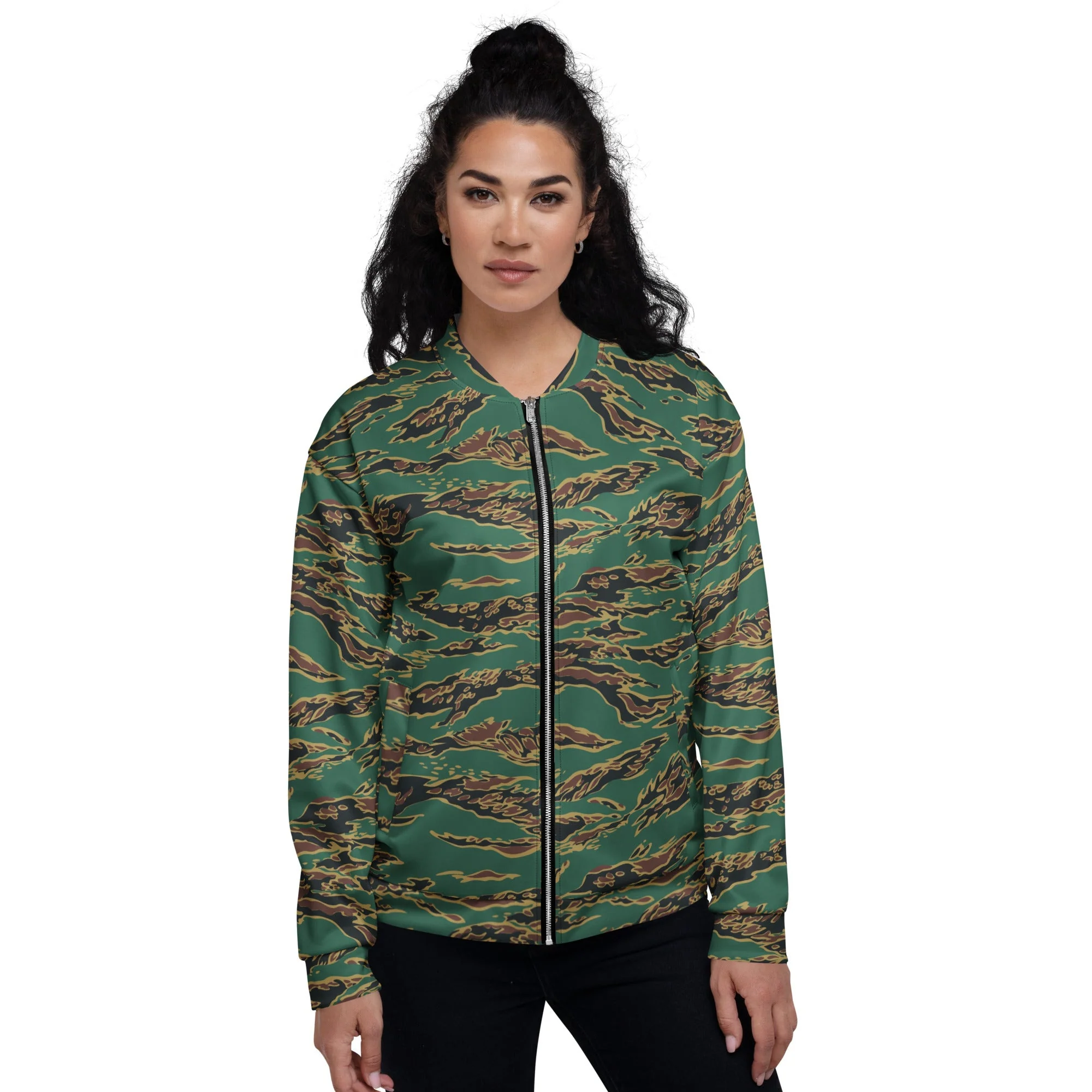 Guyanese Tiger Stripe CAMO Unisex Bomber Jacket - Image 3