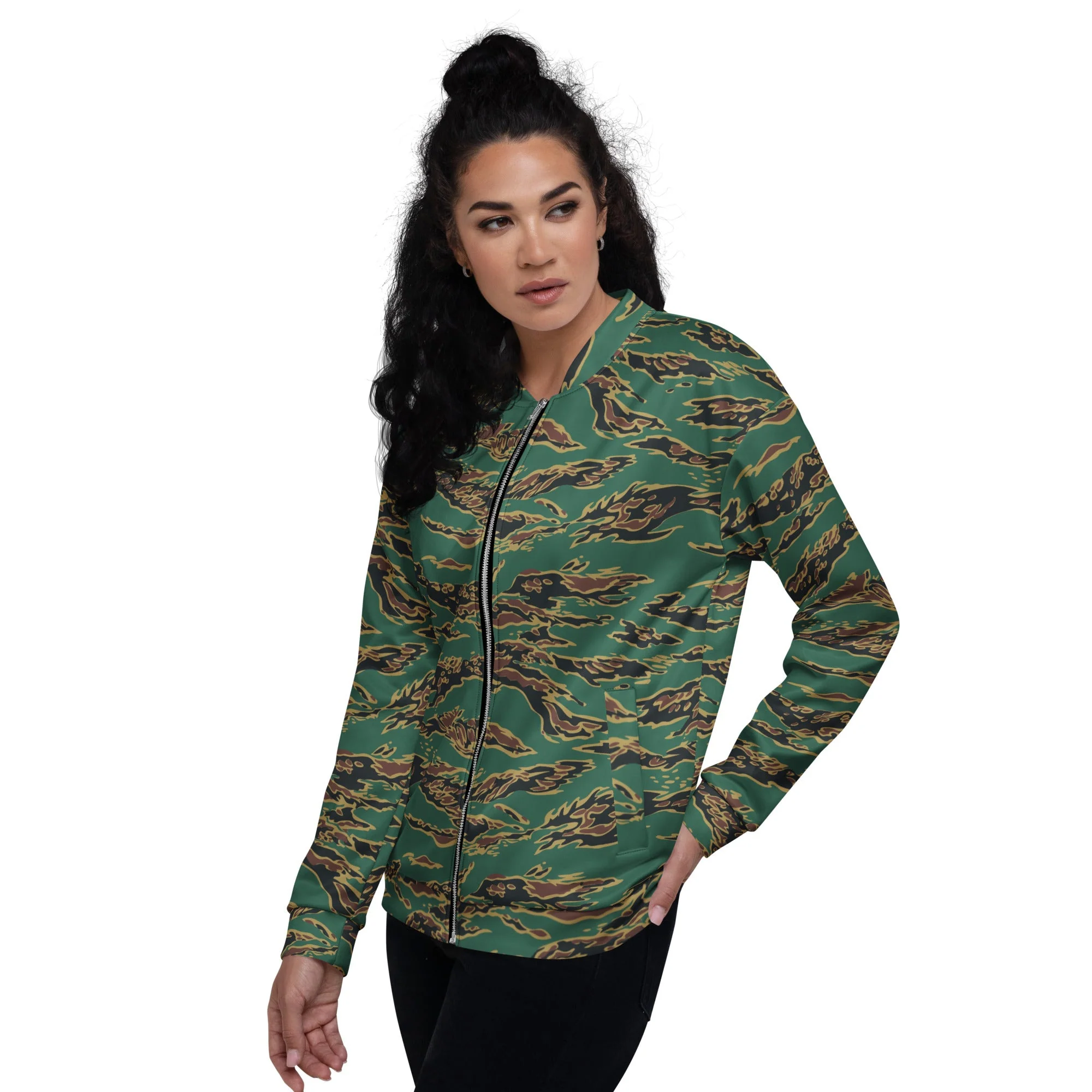 Guyanese Tiger Stripe CAMO Unisex Bomber Jacket - Image 5
