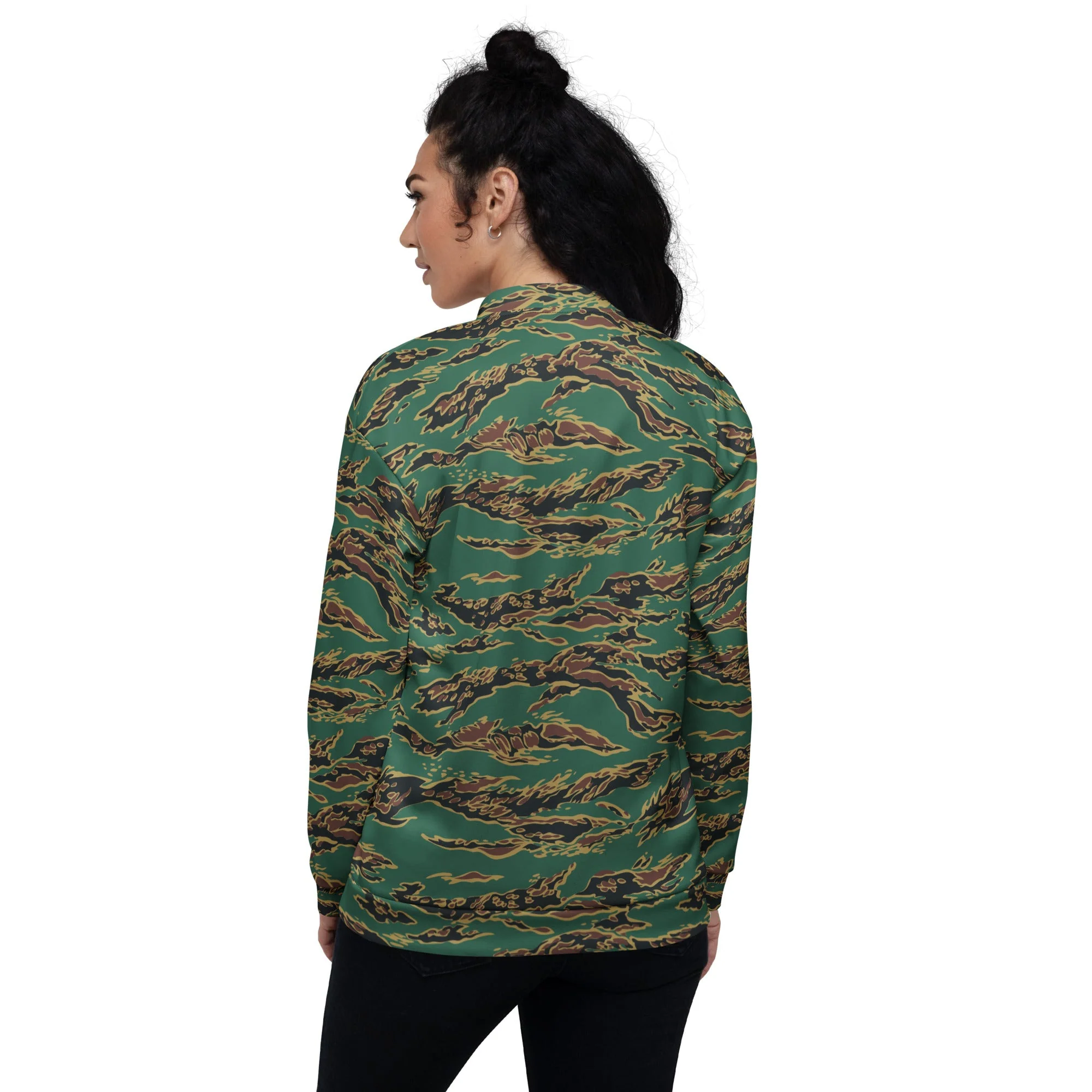 Guyanese Tiger Stripe CAMO Unisex Bomber Jacket - Image 6
