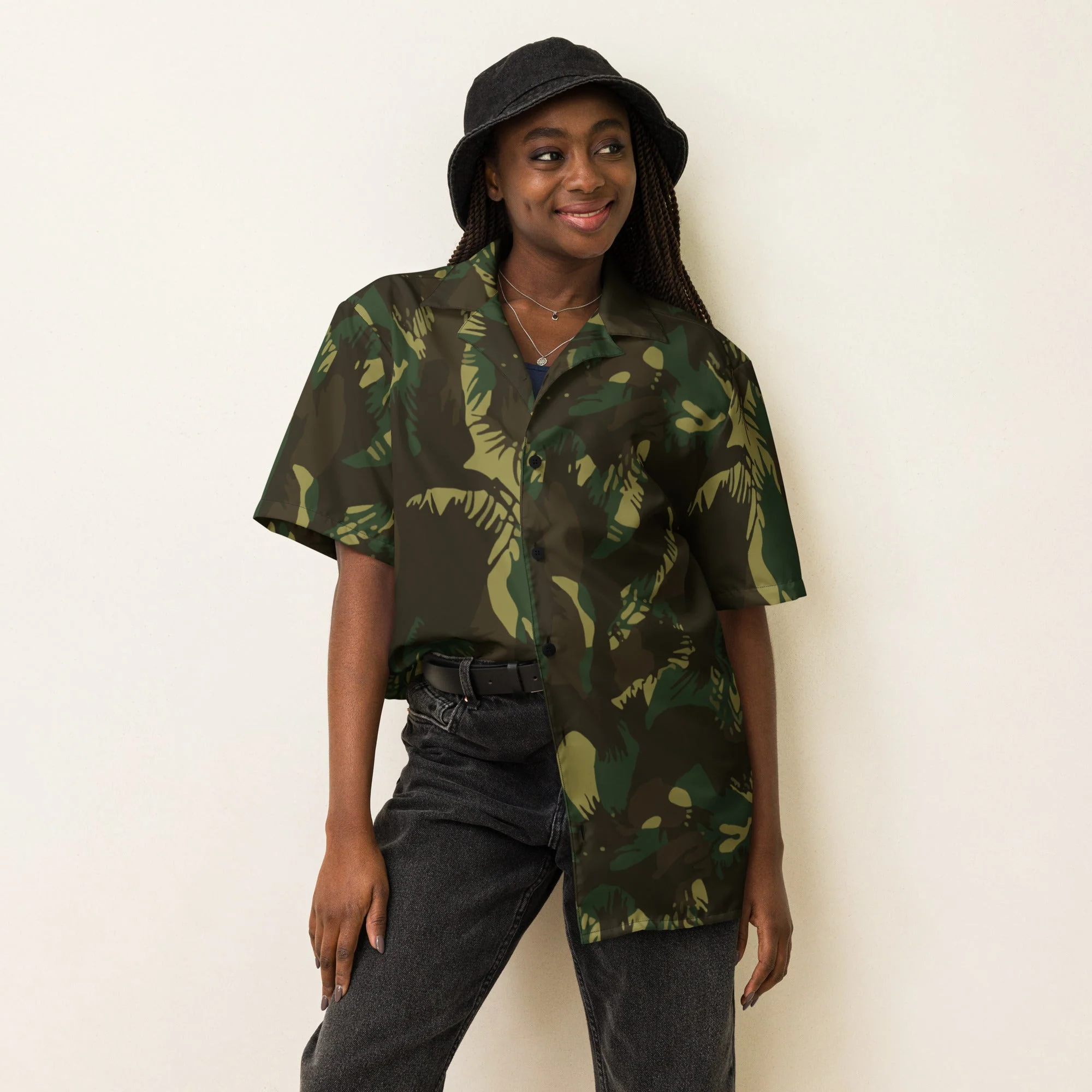Indian DPM Leaf CAMO Unisex Short-Sleeve Button Shirt - Image 13
