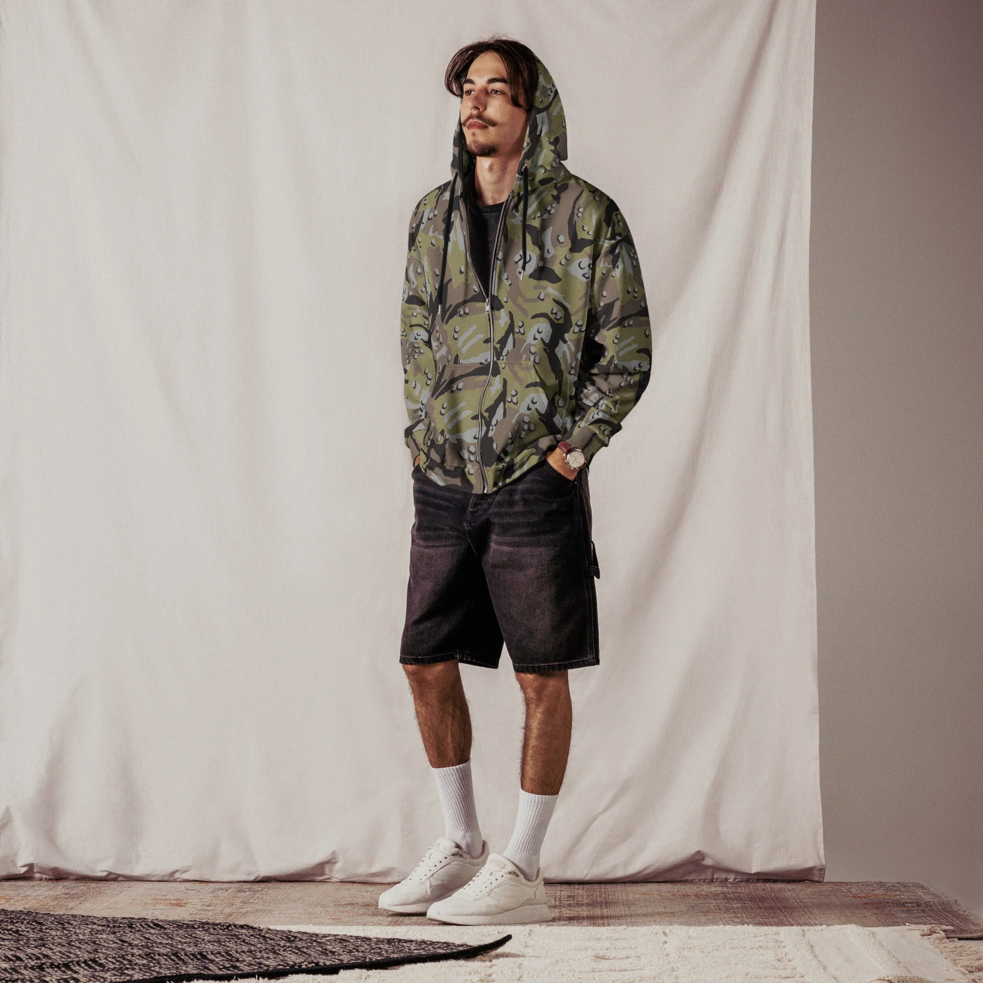 Iranian Chocolate Chip Naval Infantry CAMO Unisex Zip Hoodie - Image 4