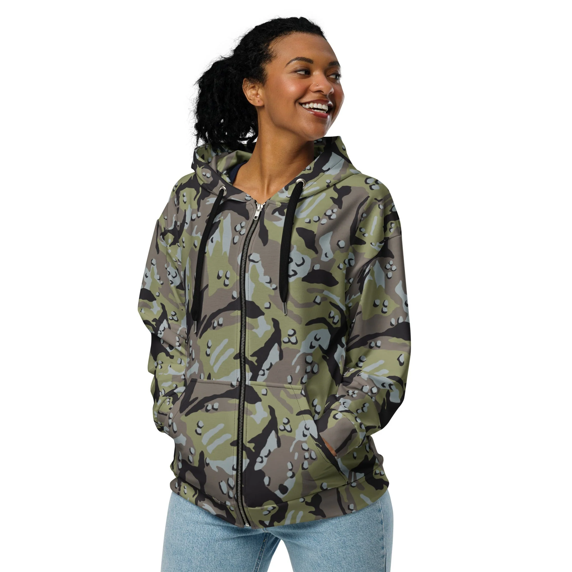 Iranian Chocolate Chip Naval Infantry CAMO Unisex Zip Hoodie - Image 7
