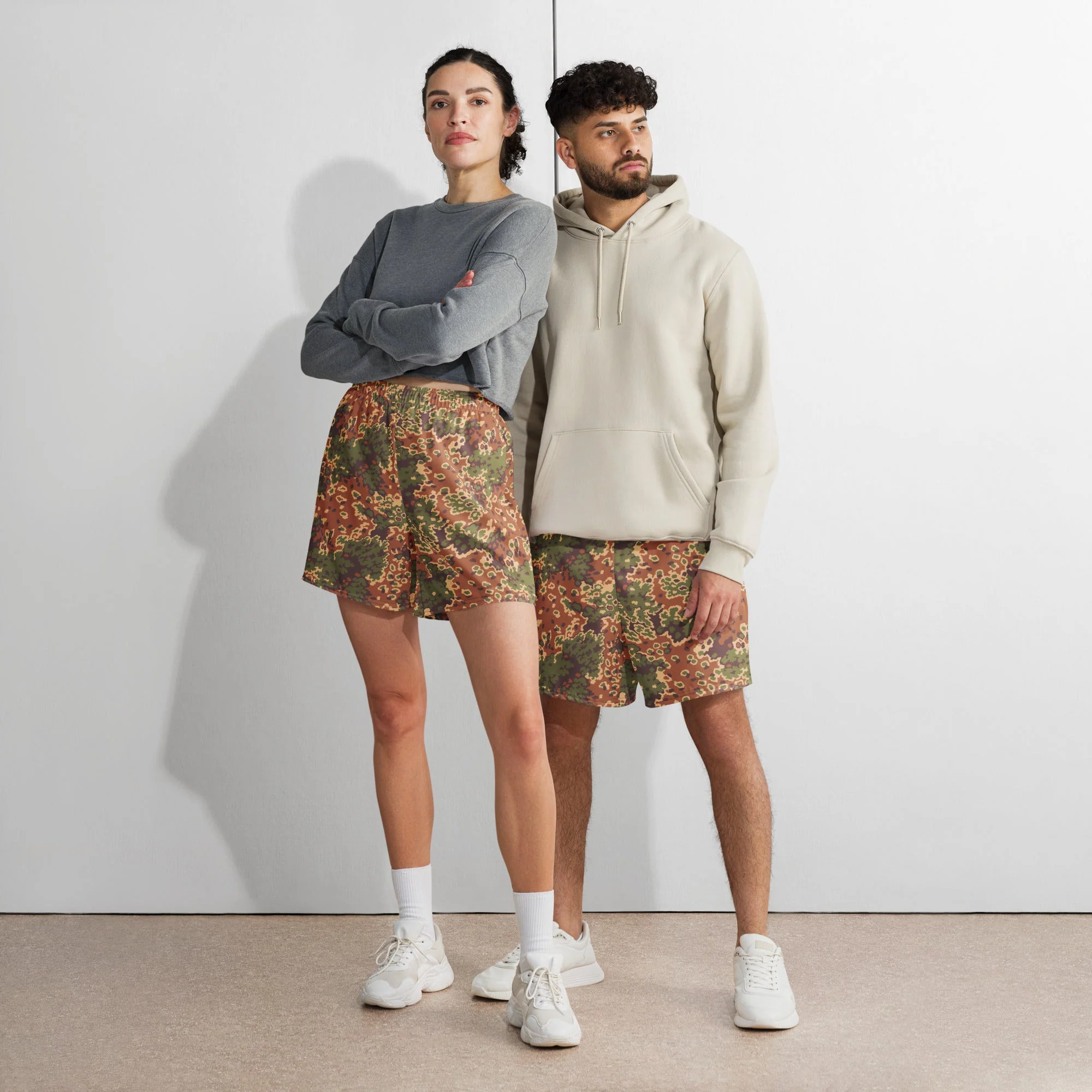 Iraqi Oak Leaf Eichenlaubmuster Arid CAMO Unisex Athletic Long Shorts - Image 2