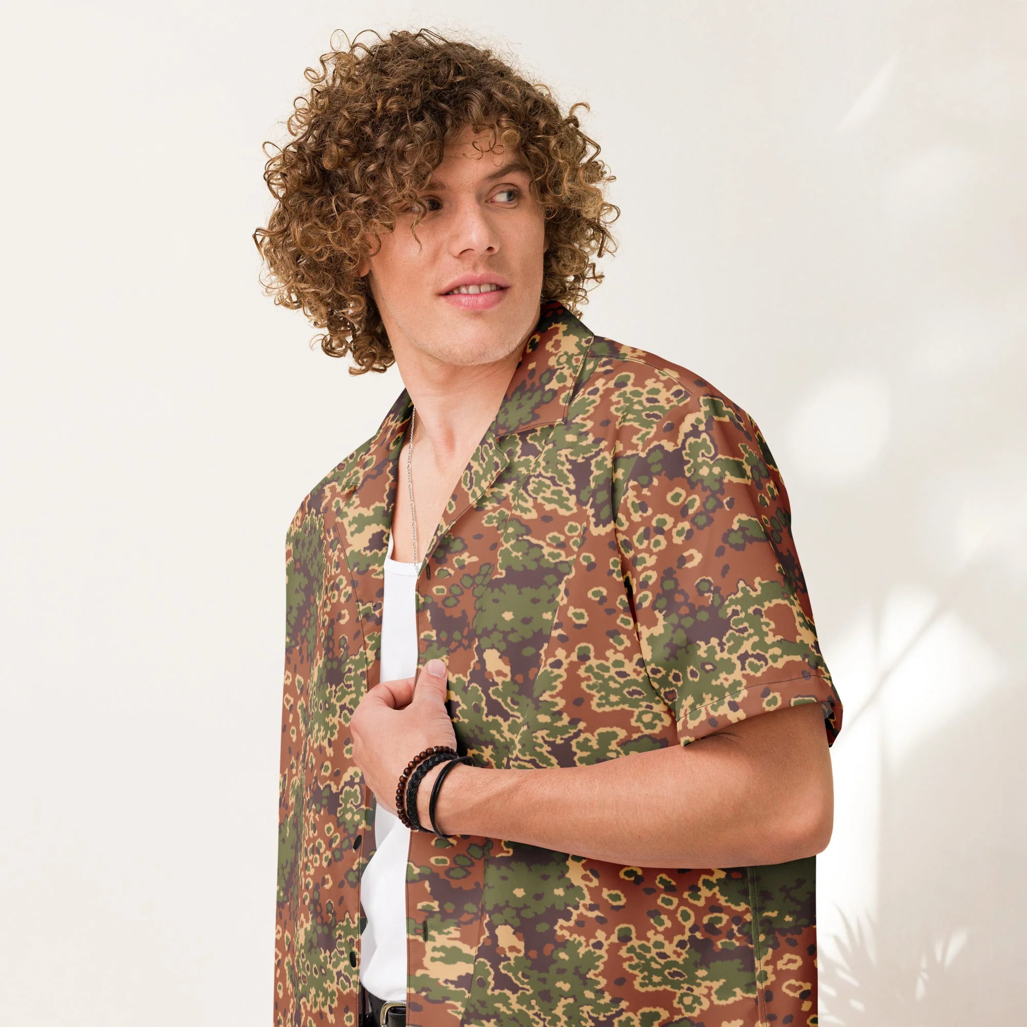 Iraqi Oak Leaf Eichenlaubmuster Arid CAMO Unisex Short-Sleeve Button Shirt