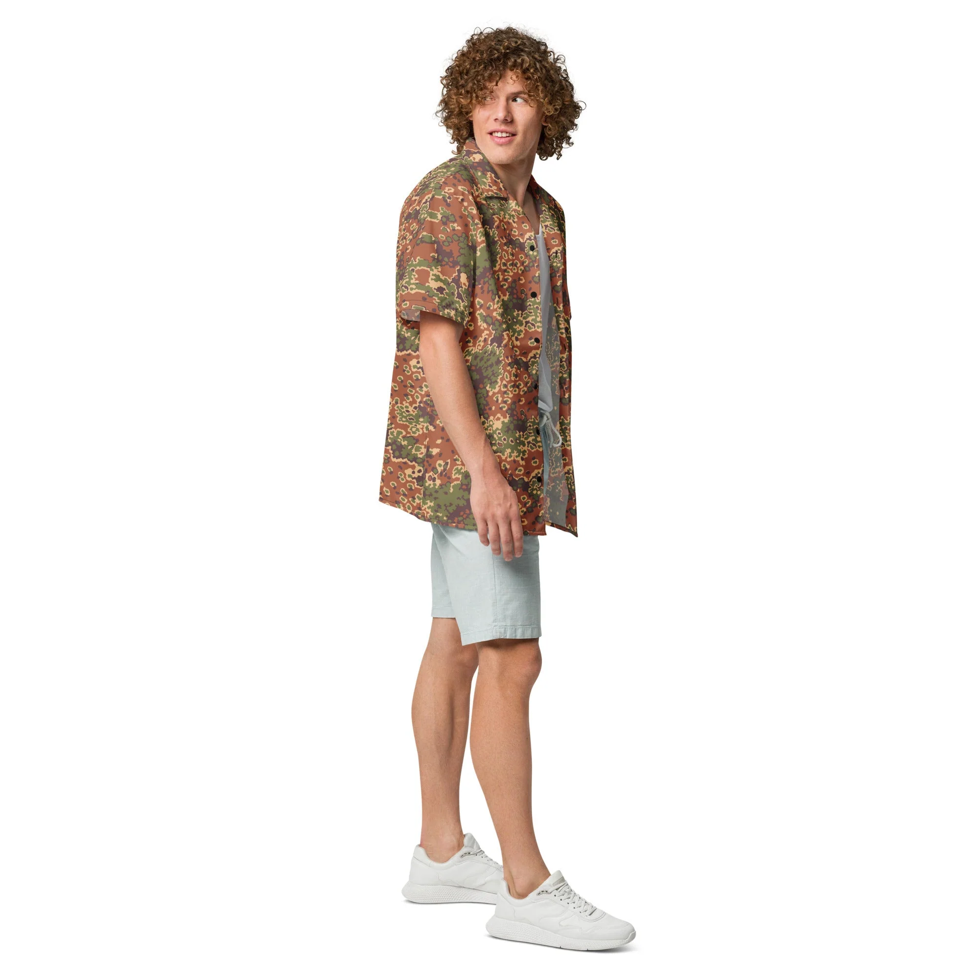 Iraqi Oak Leaf Eichenlaubmuster Arid CAMO Unisex Short-Sleeve Button Shirt - Image 16