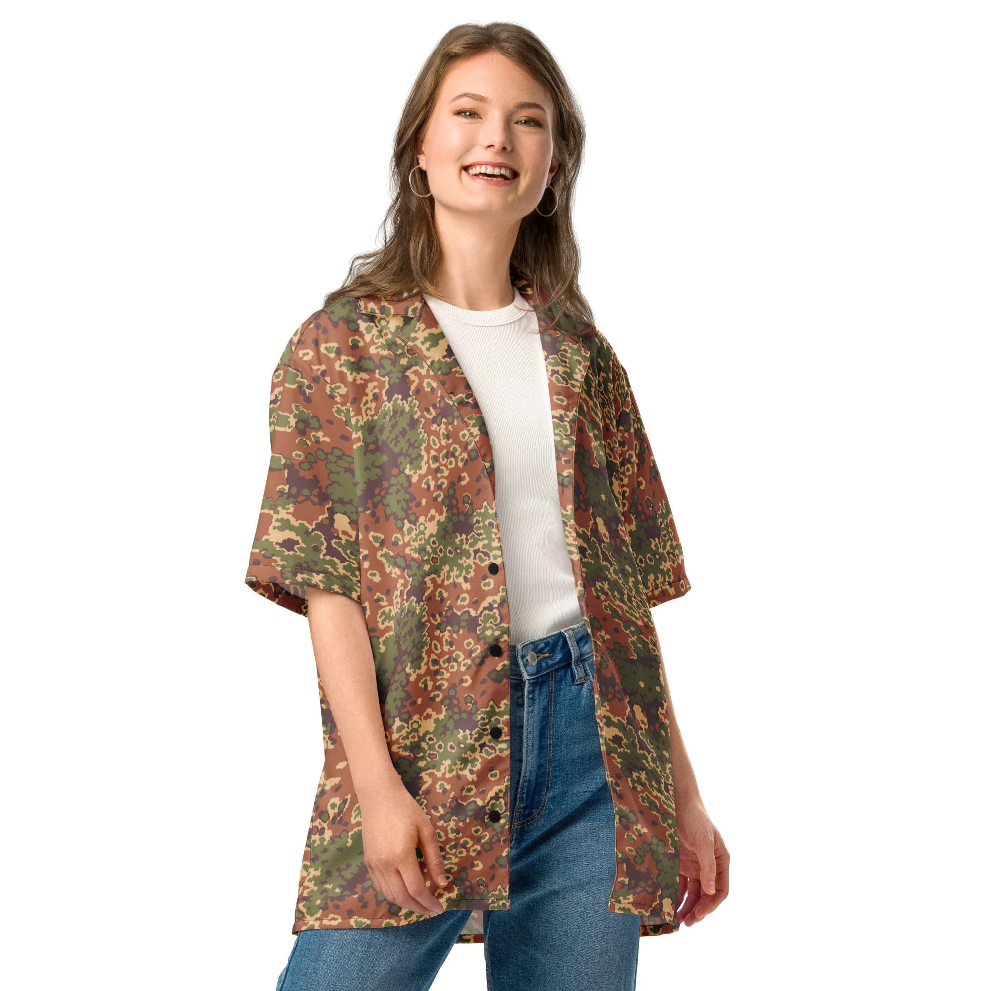 Iraqi Oak Leaf Eichenlaubmuster Arid CAMO Unisex Short-Sleeve Button Shirt - Image 5