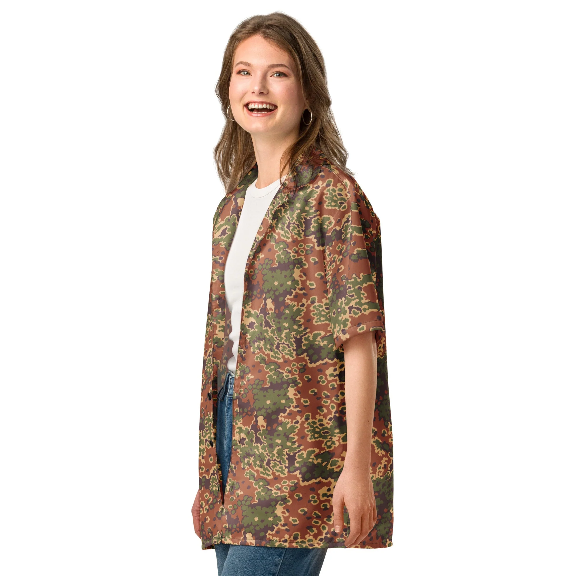 Iraqi Oak Leaf Eichenlaubmuster Arid CAMO Unisex Short-Sleeve Button Shirt - Image 6