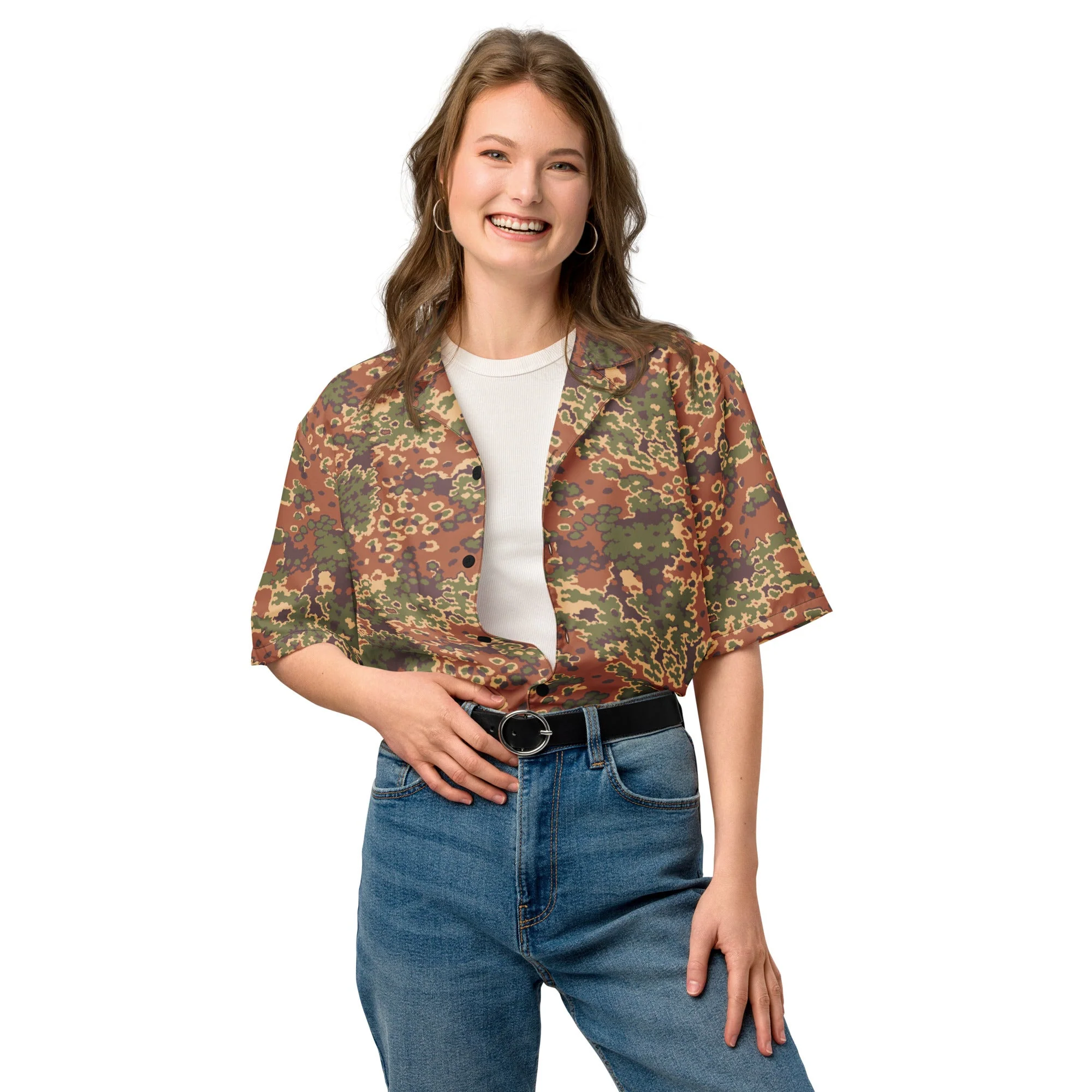 Iraqi Oak Leaf Eichenlaubmuster Arid CAMO Unisex Short-Sleeve Button Shirt - Image 7