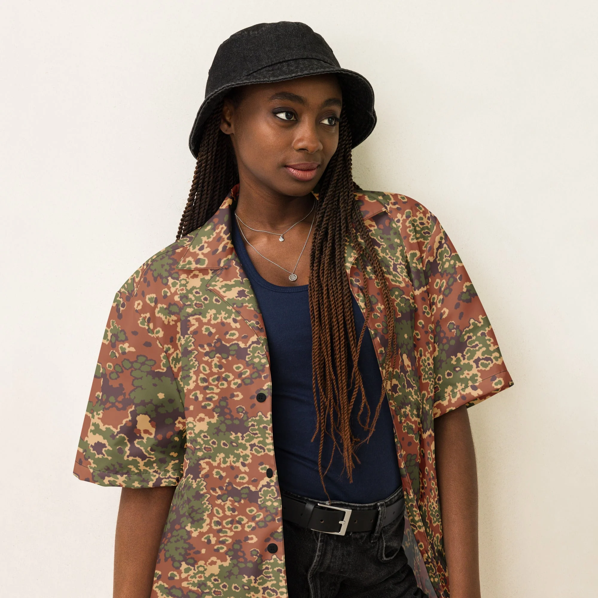 Iraqi Oak Leaf Eichenlaubmuster Arid CAMO Unisex Short-Sleeve Button Shirt - Image 8
