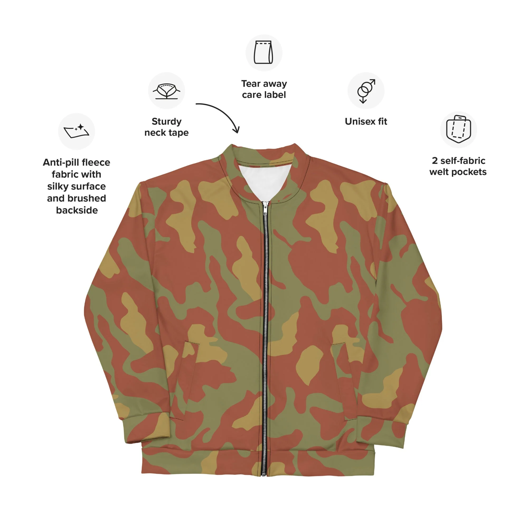 Italian Telo Mimetico Desert CAMO Unisex Bomber Jacket - Image 9