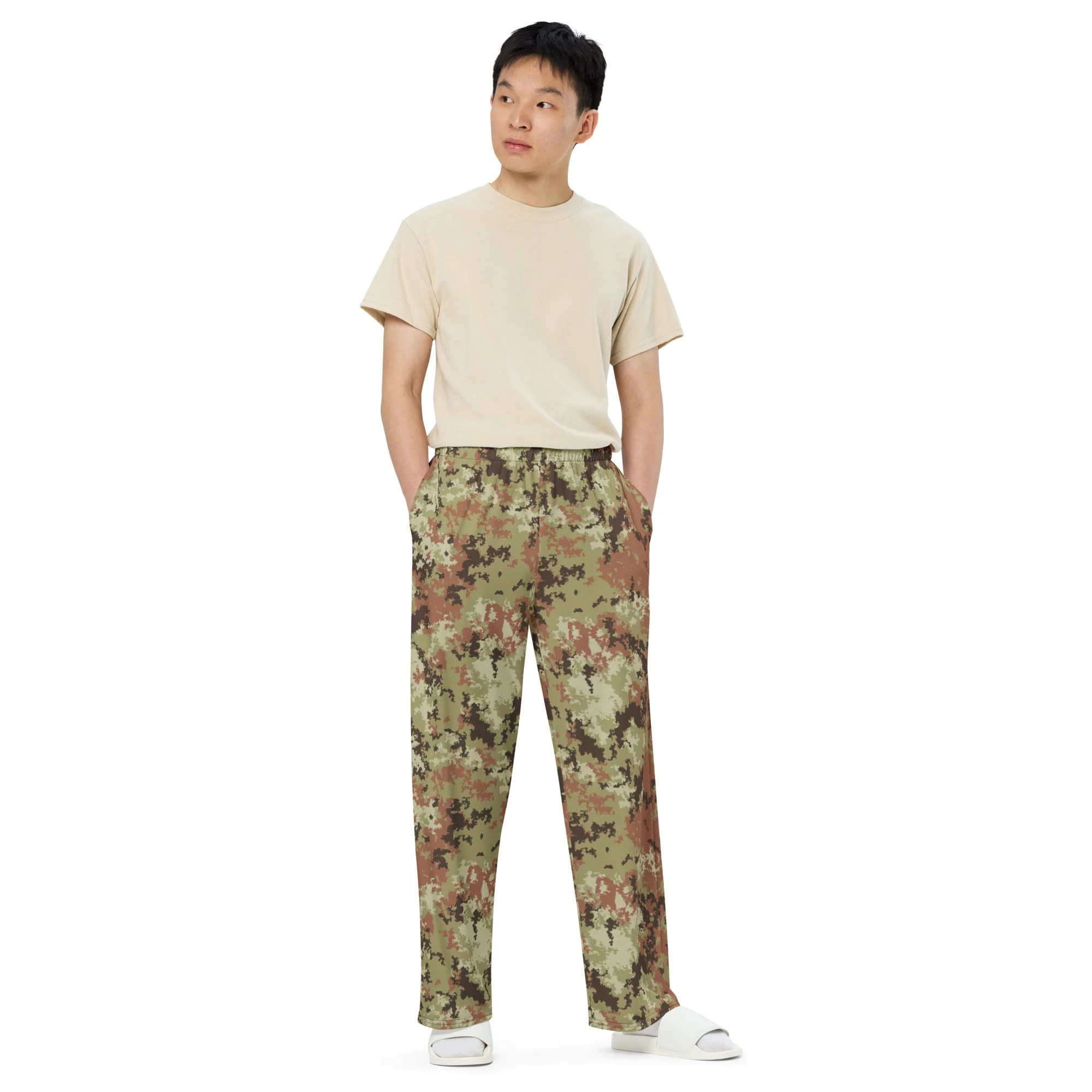 Italian Mimetico Vegetata CAMO Unisex Wide-Leg Leisure Pants - Image 8
