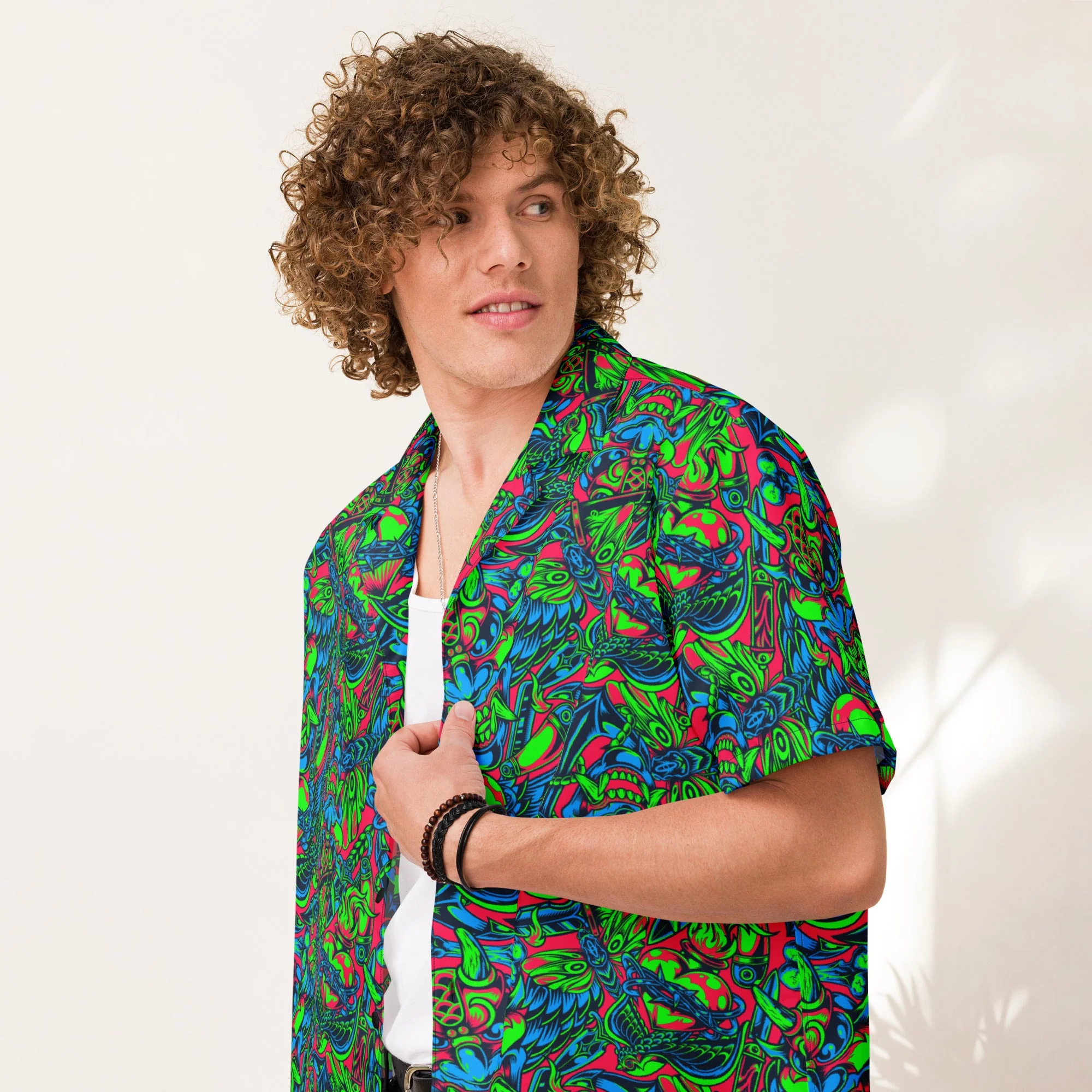 Kabuki Phantom Neon CAMO Unisex Short-Sleeve Button Shirt