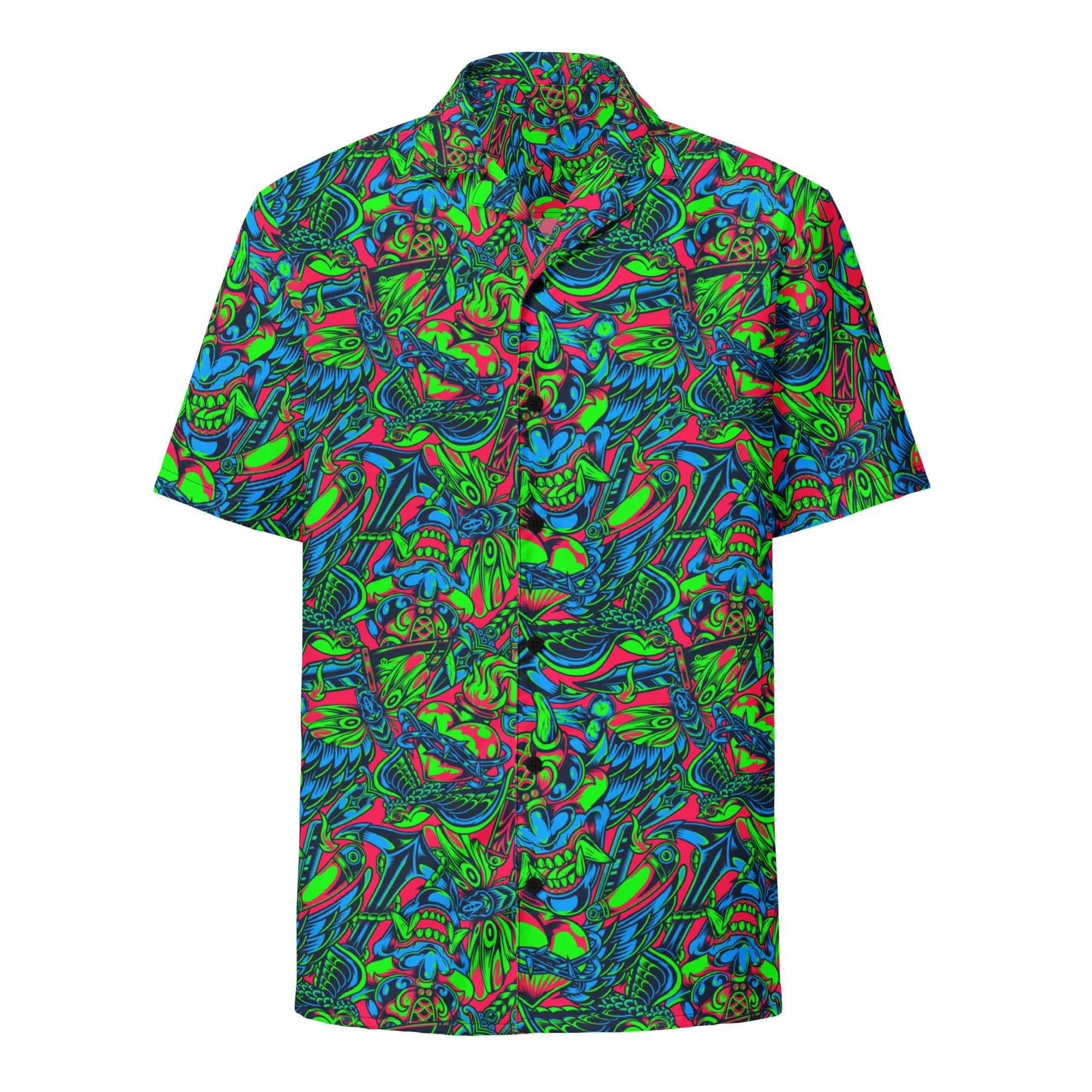 Kabuki Phantom Neon CAMO Unisex Short-Sleeve Button Shirt - Image 14