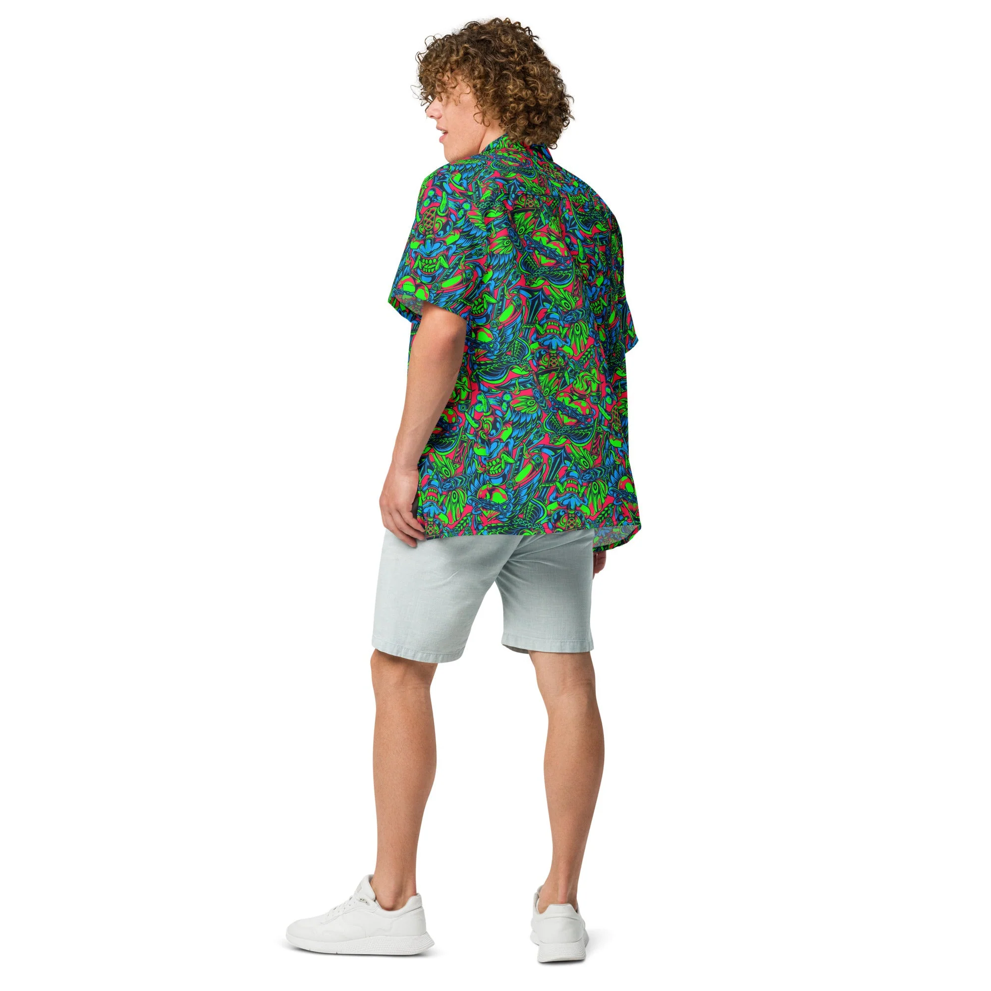 Kabuki Phantom Neon CAMO Unisex Short-Sleeve Button Shirt - Image 15