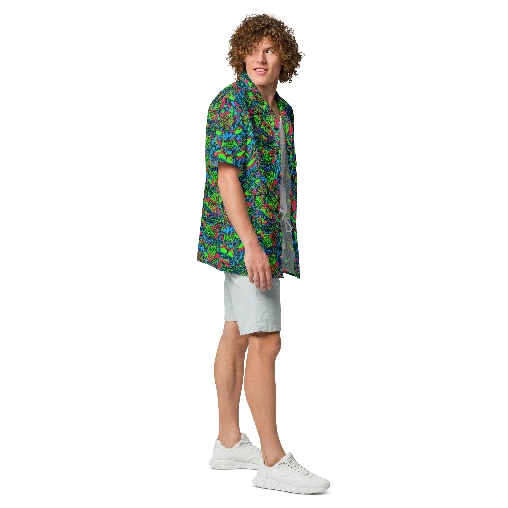Kabuki Phantom Neon CAMO Unisex Short-Sleeve Button Shirt - Image 16