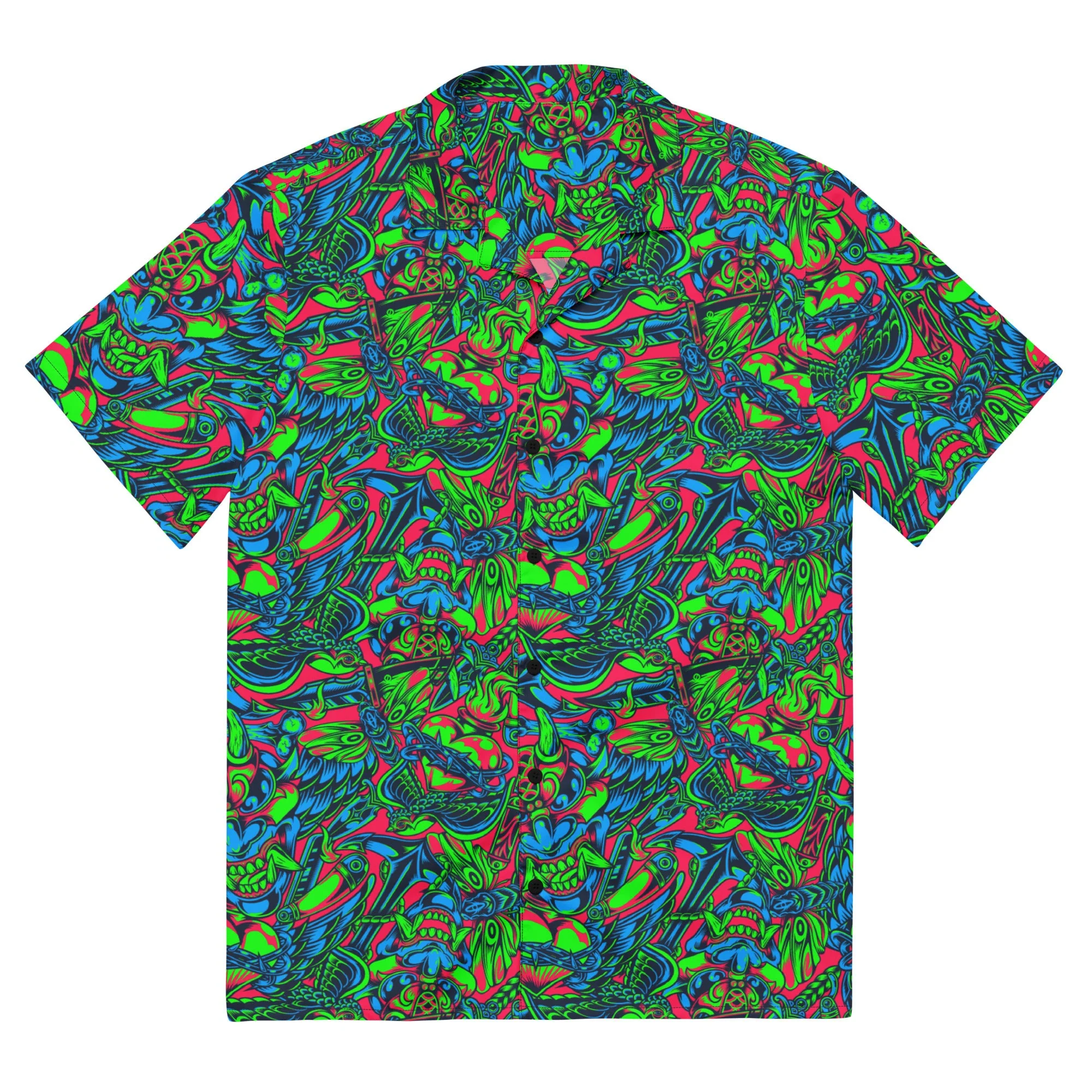 Kabuki Phantom Neon CAMO Unisex Short-Sleeve Button Shirt - Image 3