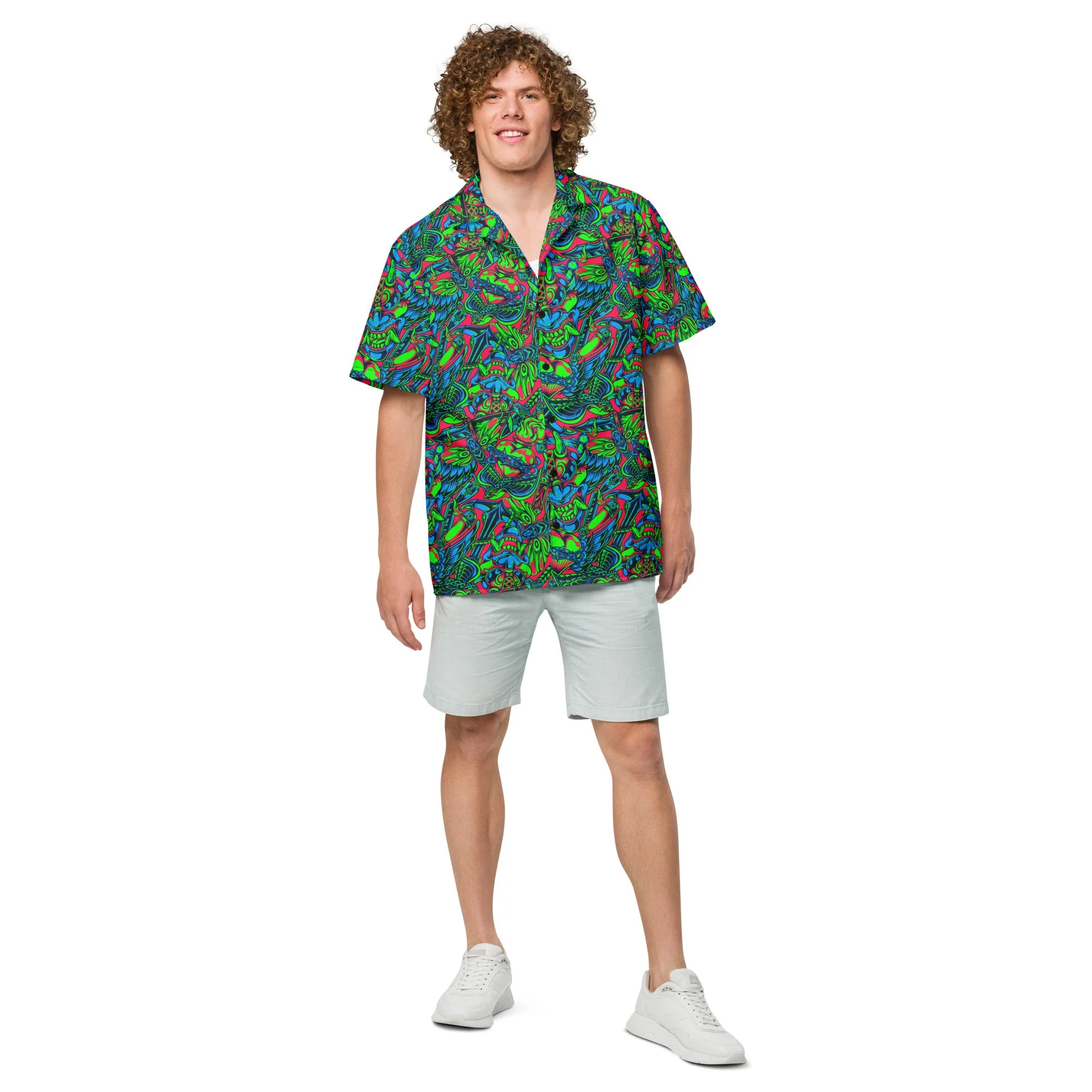 Kabuki Phantom Neon CAMO Unisex Short-Sleeve Button Shirt - Image 4