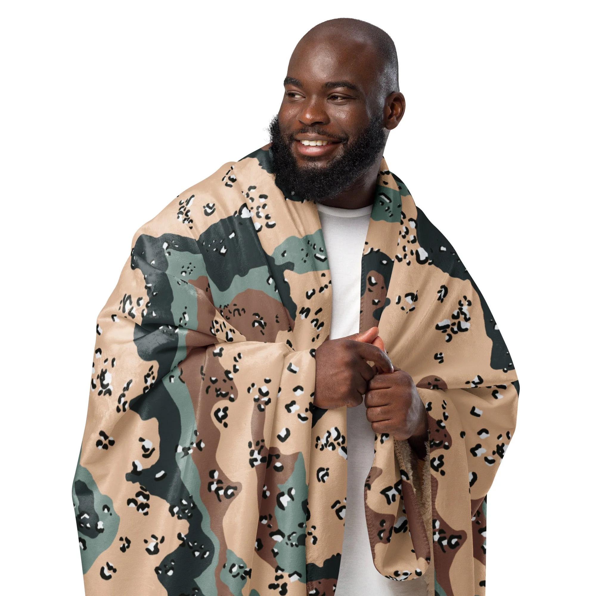 Kazakhstan Chocolate Chip CAMO Sherpa Blanket - Image 3