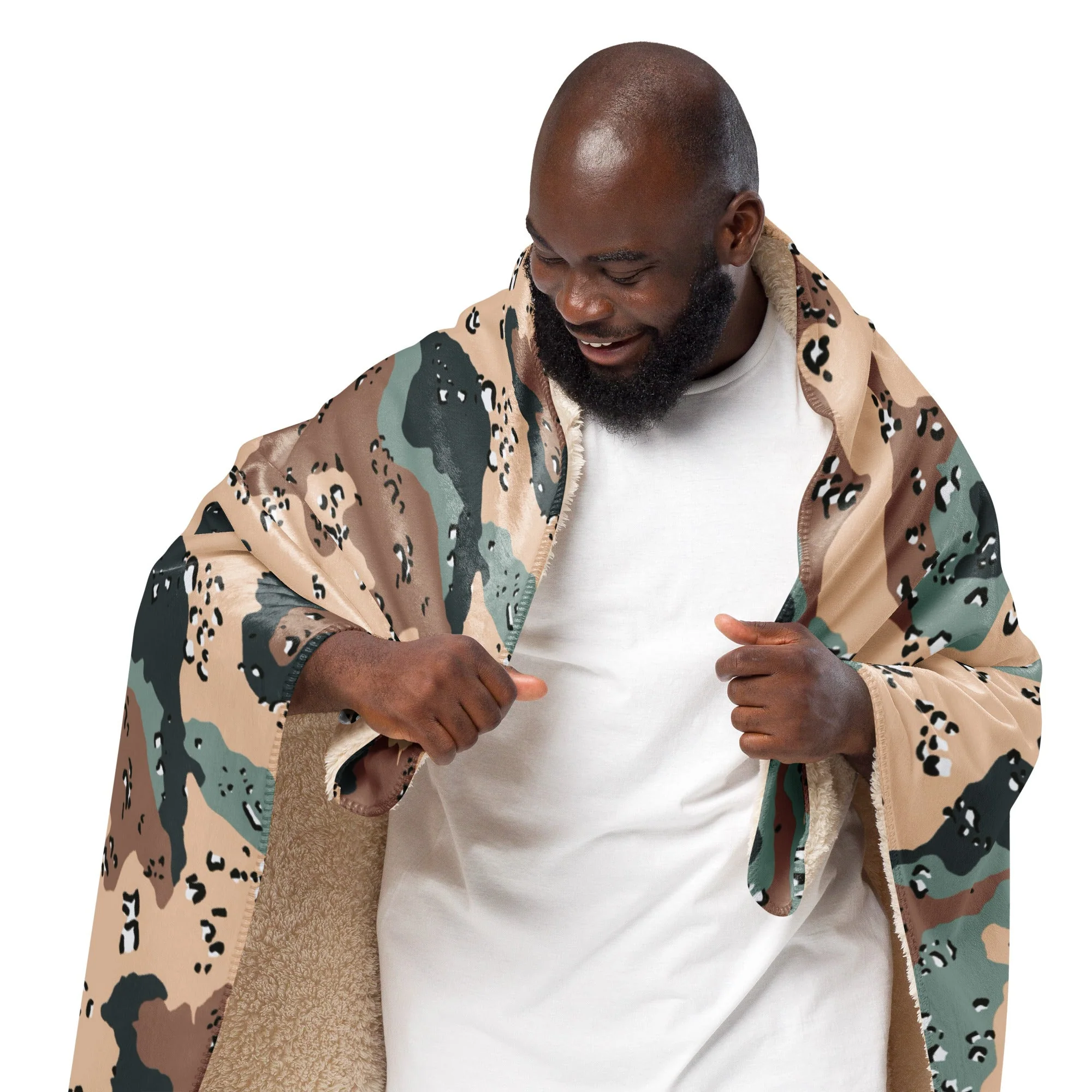 Kazakhstan Chocolate Chip CAMO Sherpa Blanket - Image 4
