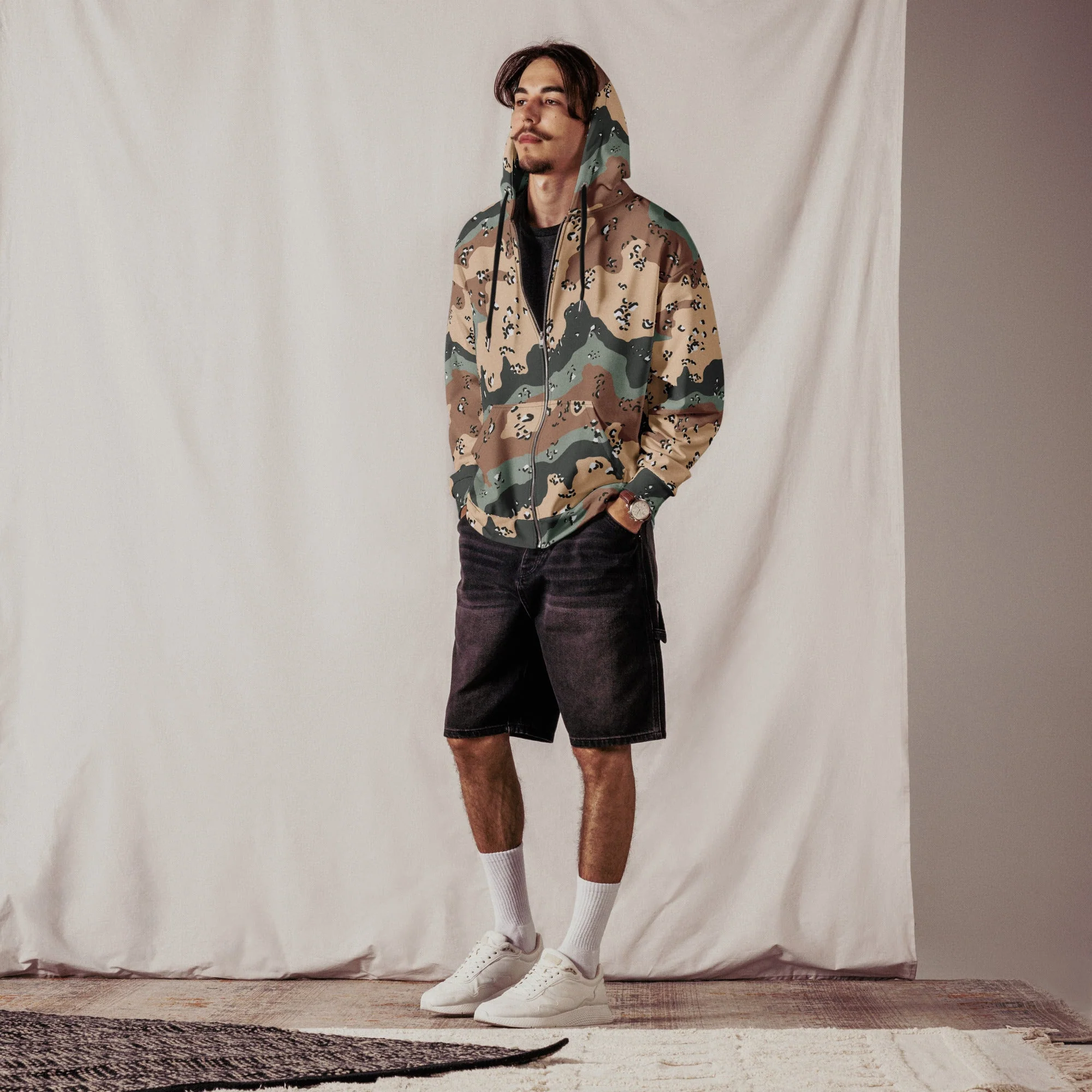 Kazakhstan Chocolate Chip CAMO Unisex Zip Hoodie - Image 5