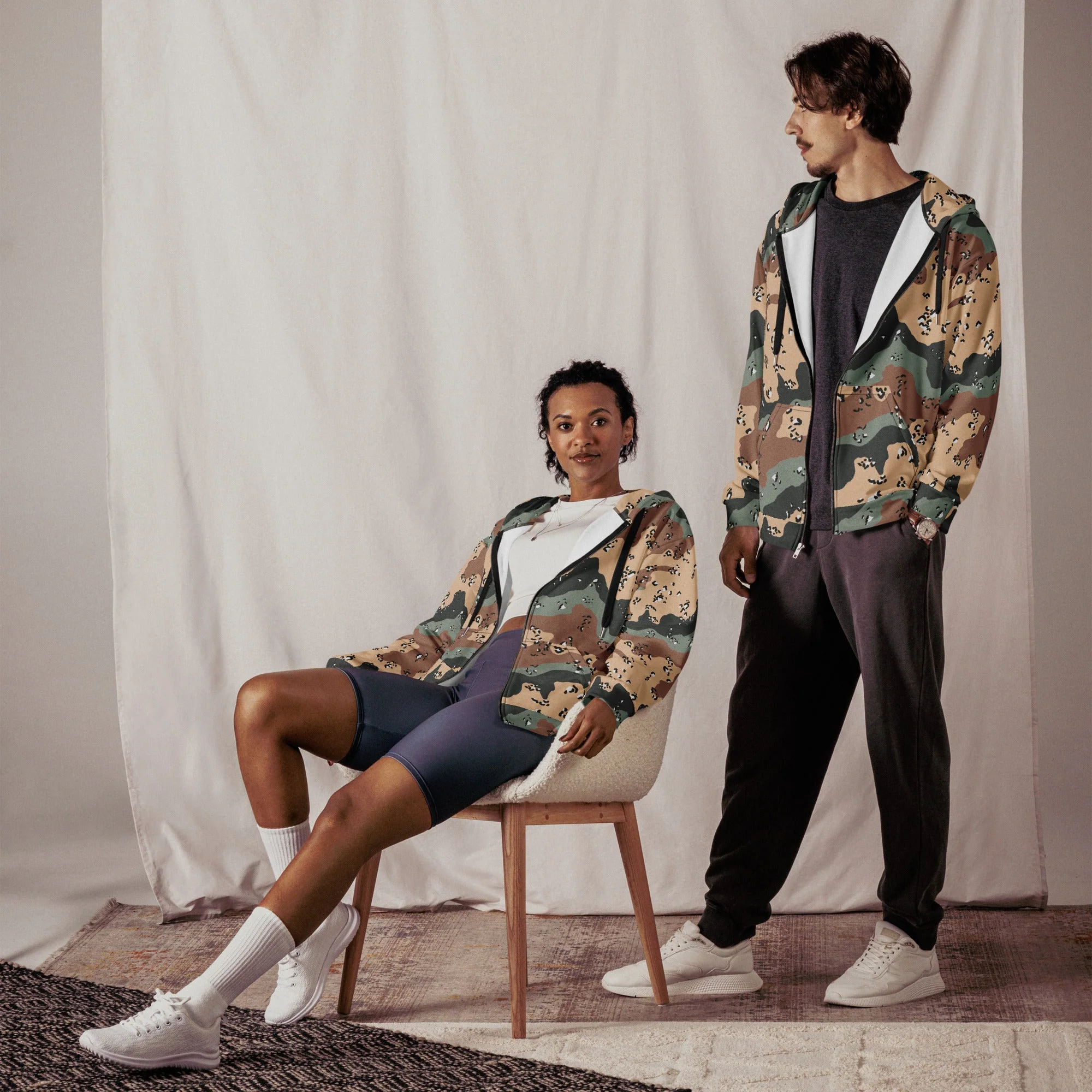 Kazakhstan Chocolate Chip CAMO Unisex Zip Hoodie - Image 6