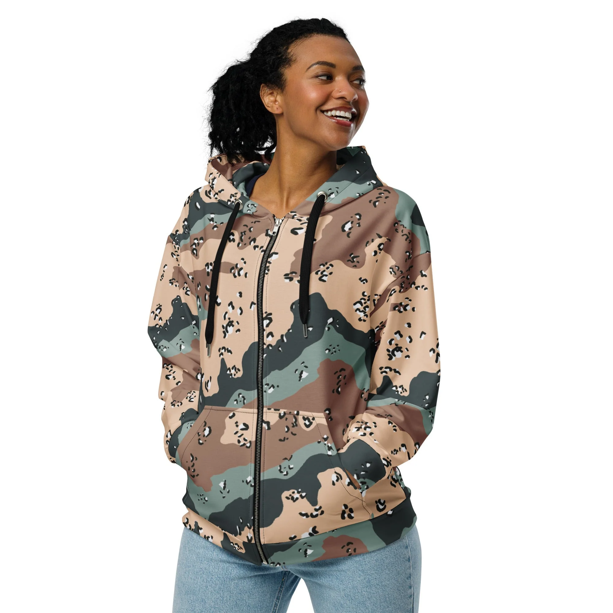 Kazakhstan Chocolate Chip CAMO Unisex Zip Hoodie - Image 8