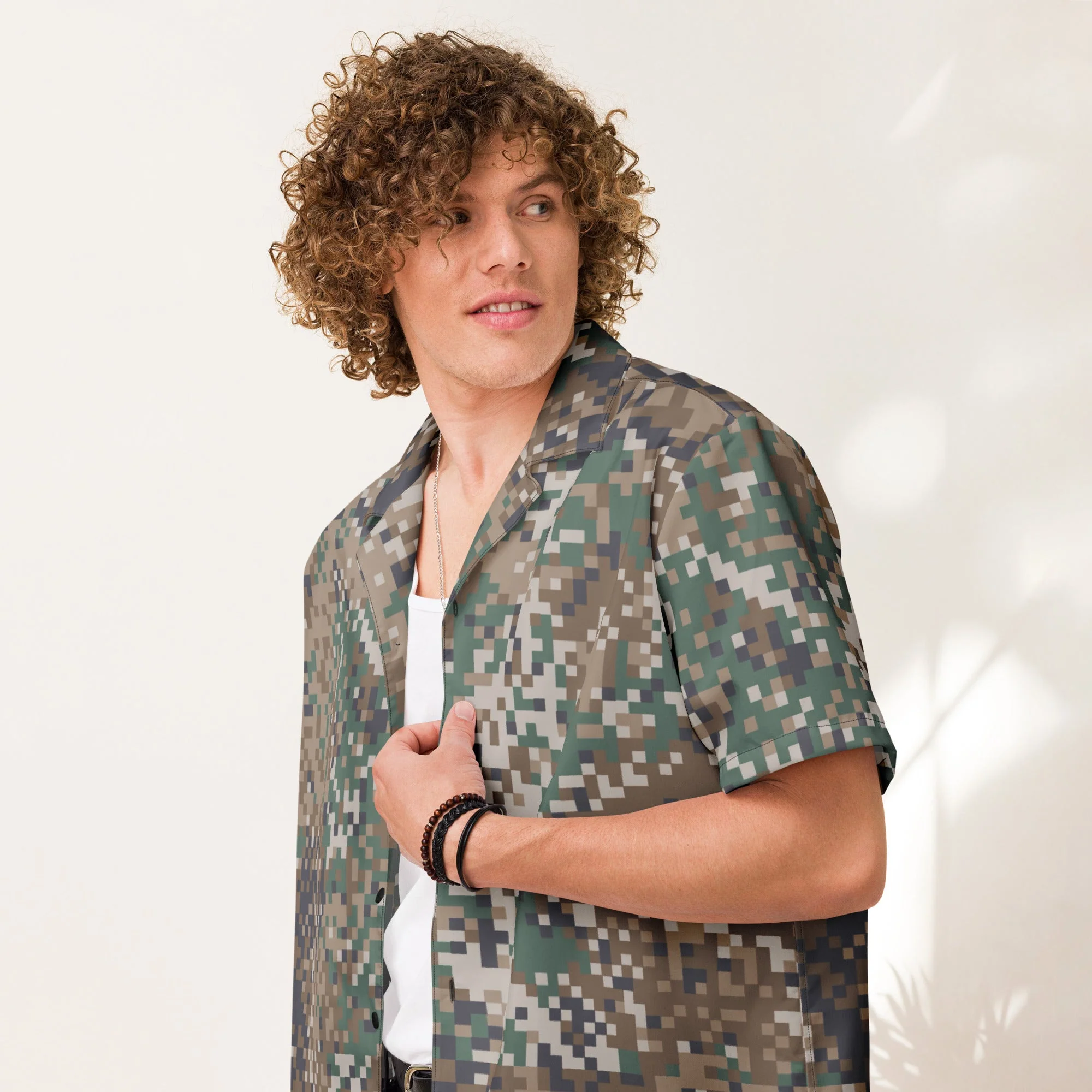 Latvian LATPAT CAMO Unisex Short-Sleeve Button Shirt