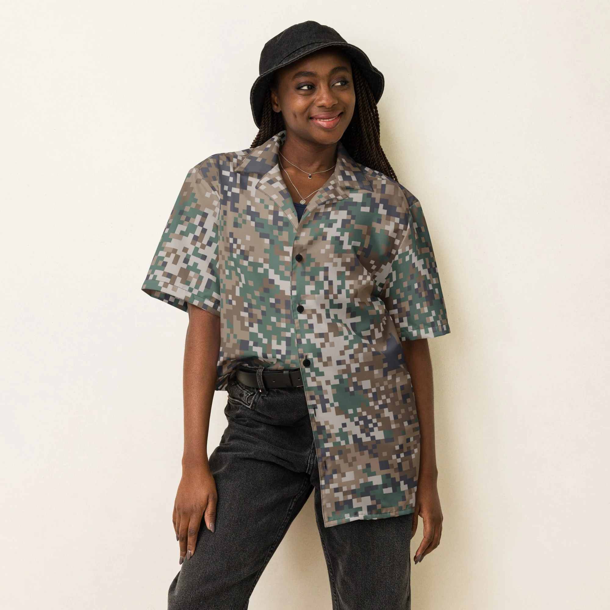 Latvian LATPAT CAMO Unisex Short-Sleeve Button Shirt - Image 9