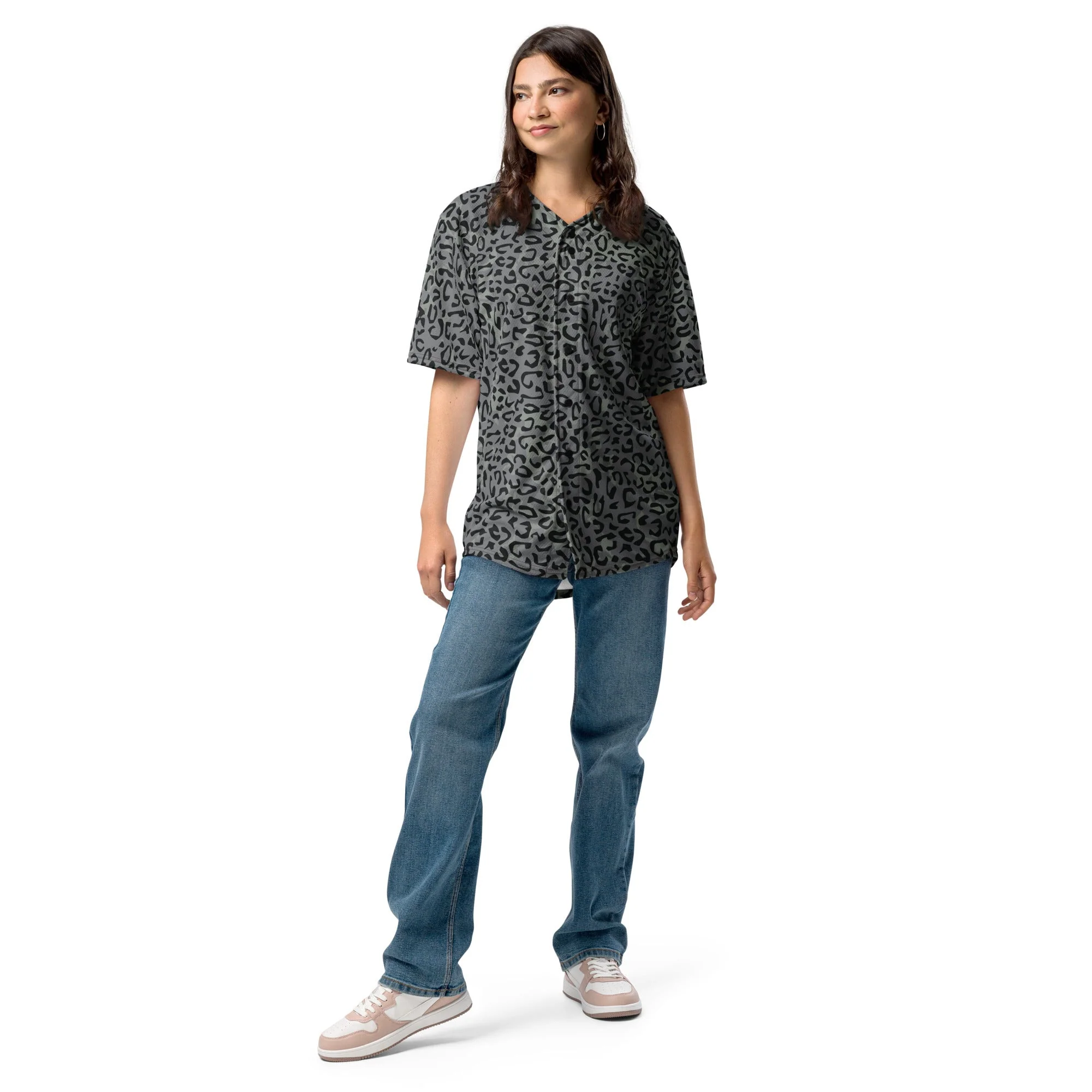 Leopard Spot Grey CAMO Unisex Baseball Jersey - Image 11