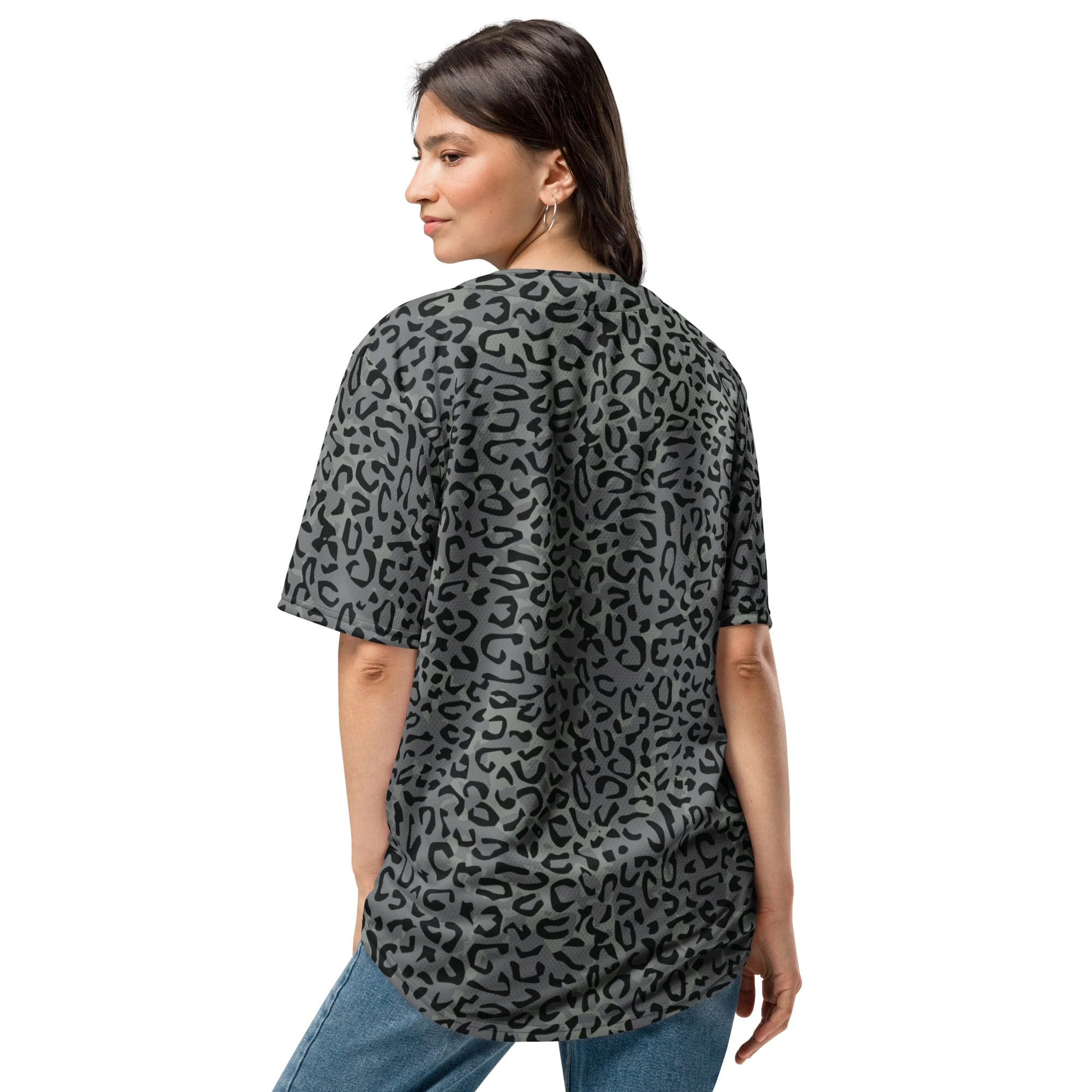 Leopard Spot Grey CAMO Unisex Baseball Jersey - Image 4