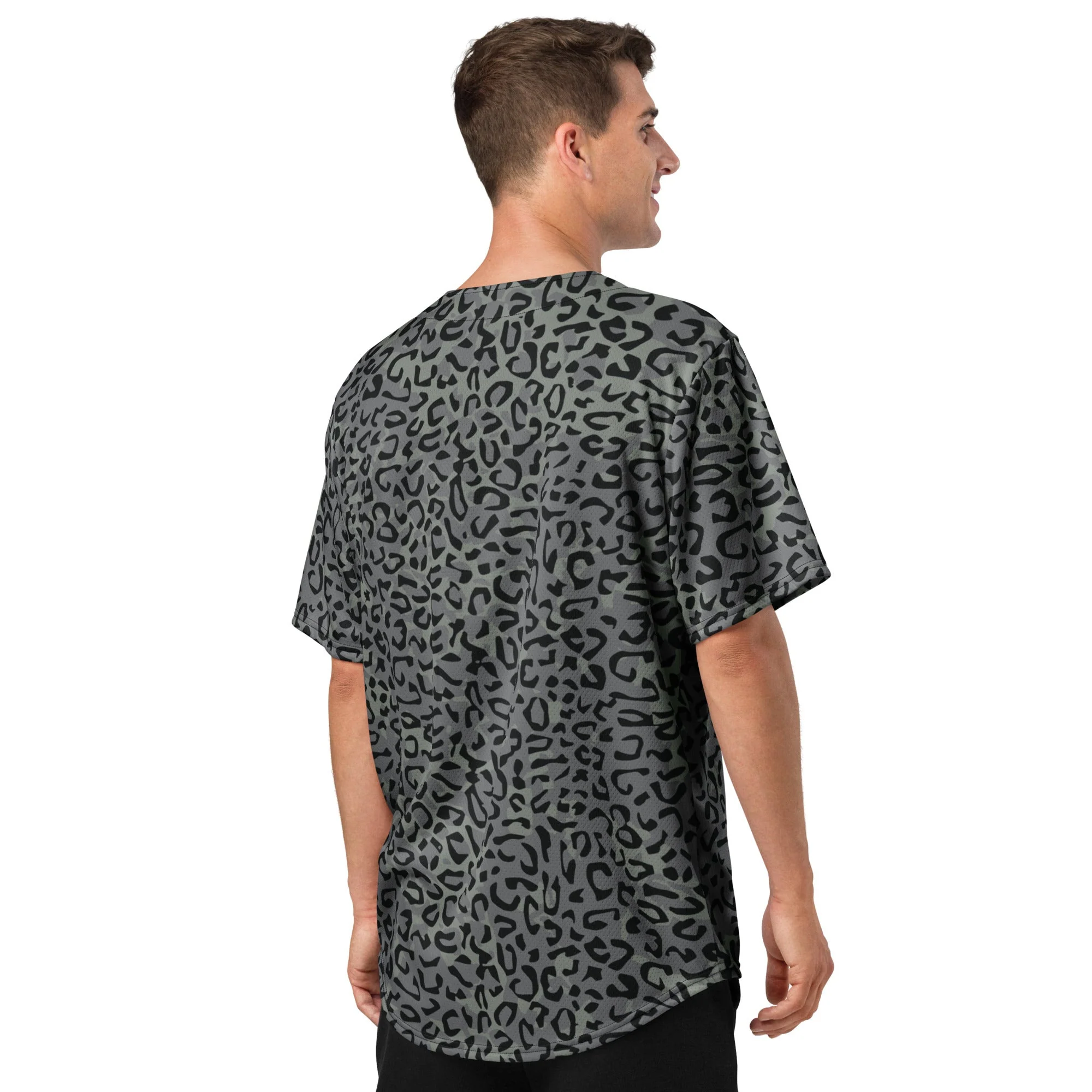 Leopard Spot Grey CAMO Unisex Baseball Jersey - Image 8