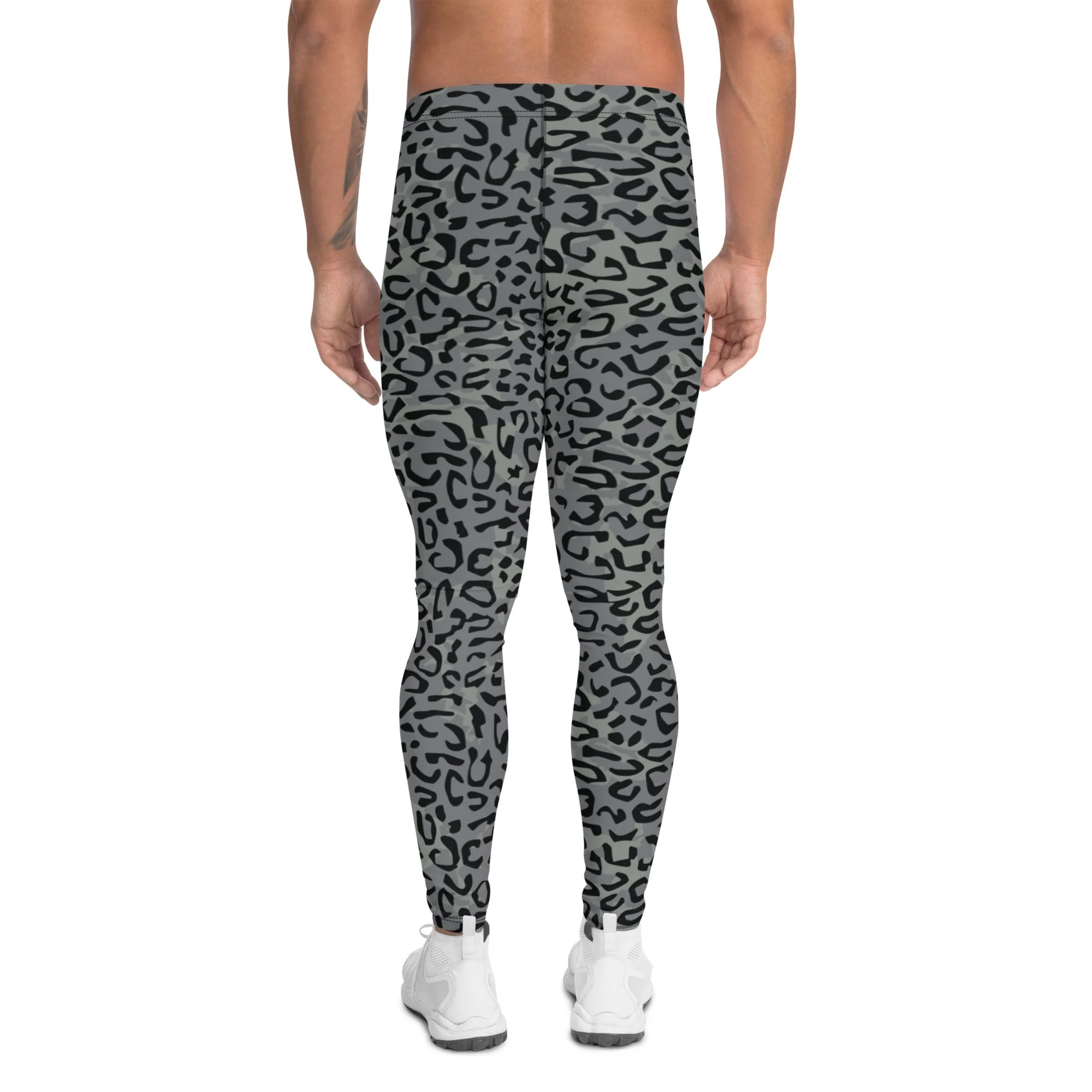 Leopard Spot Grey CAMO Mens Leggings - Image 2
