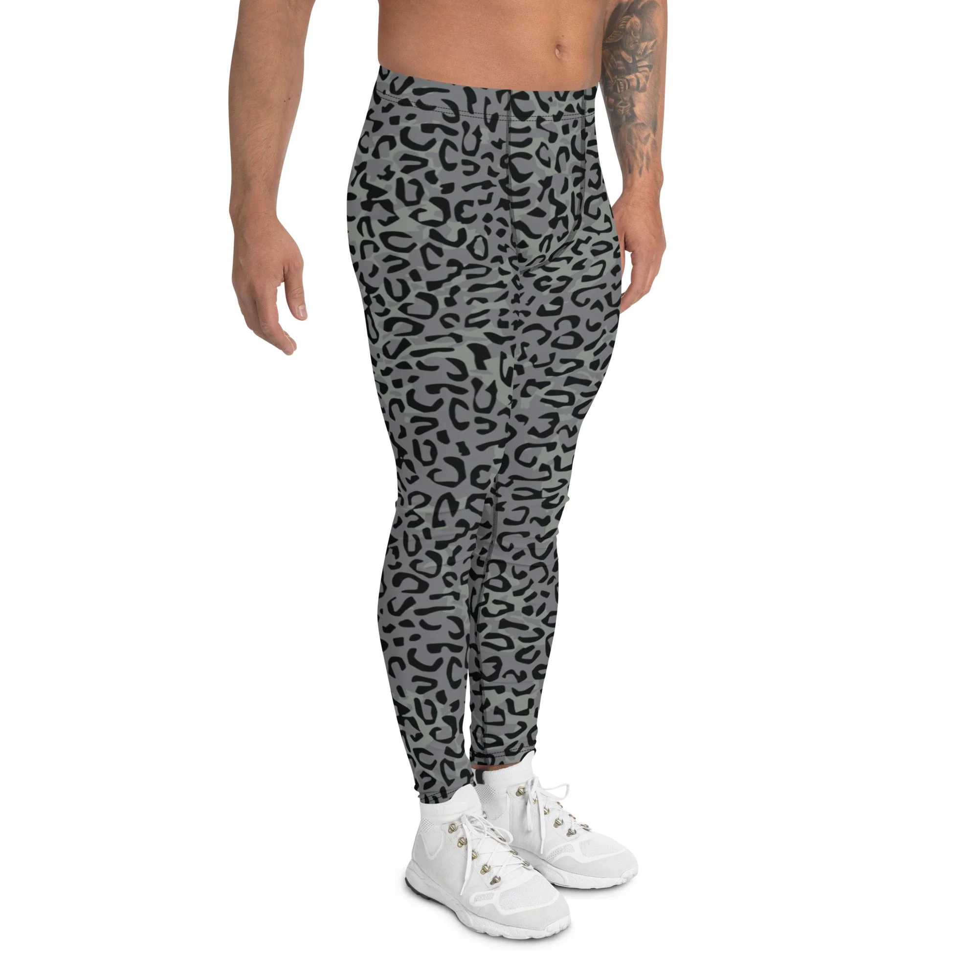 Leopard Spot Grey CAMO Mens Leggings - Image 3