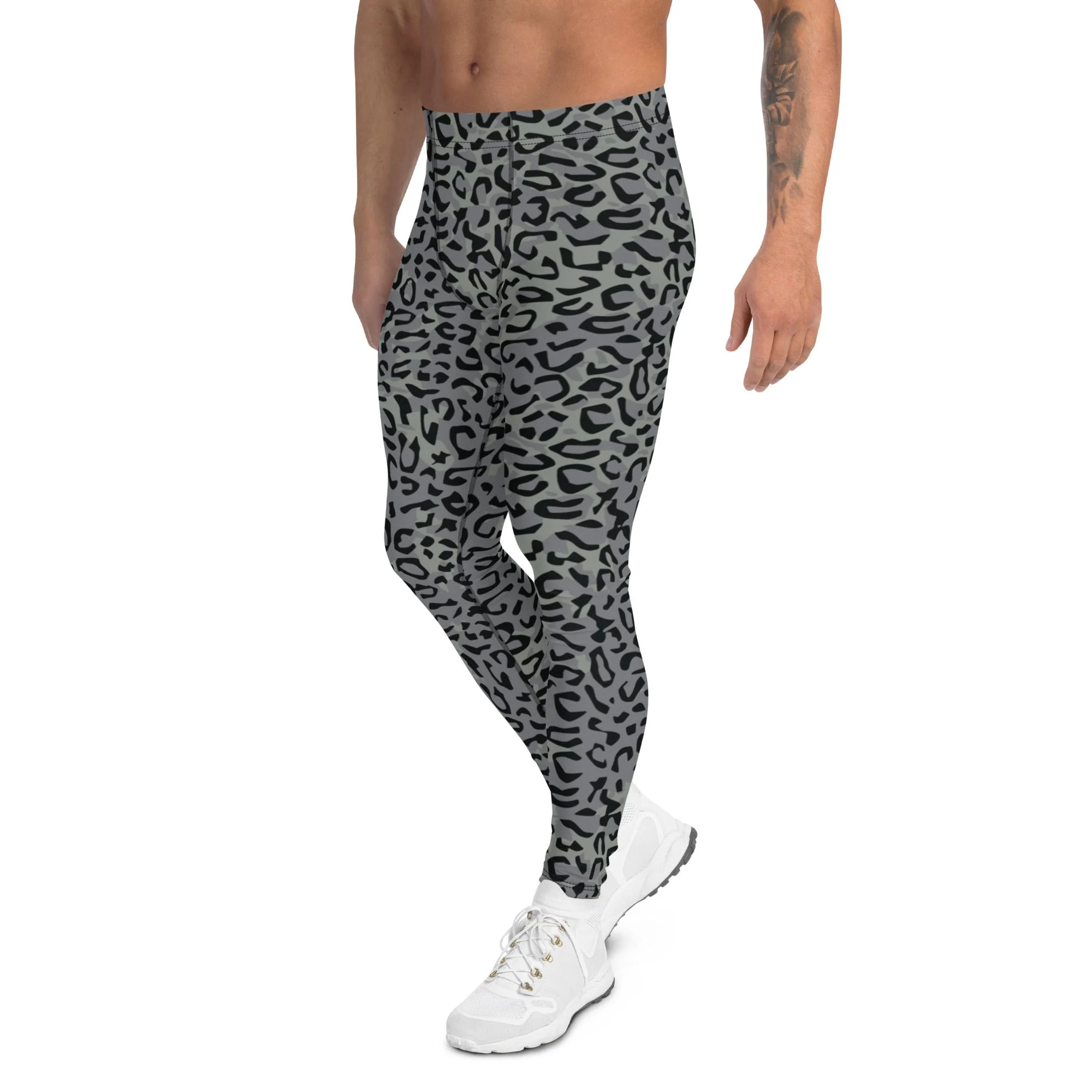 Leopard Spot Grey CAMO Mens Leggings - Image 4