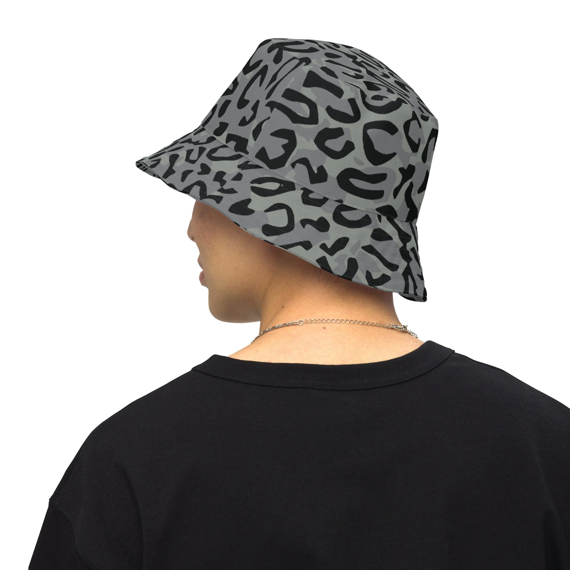 Leopard Spot Grey CAMO Reversible Bucket Hat