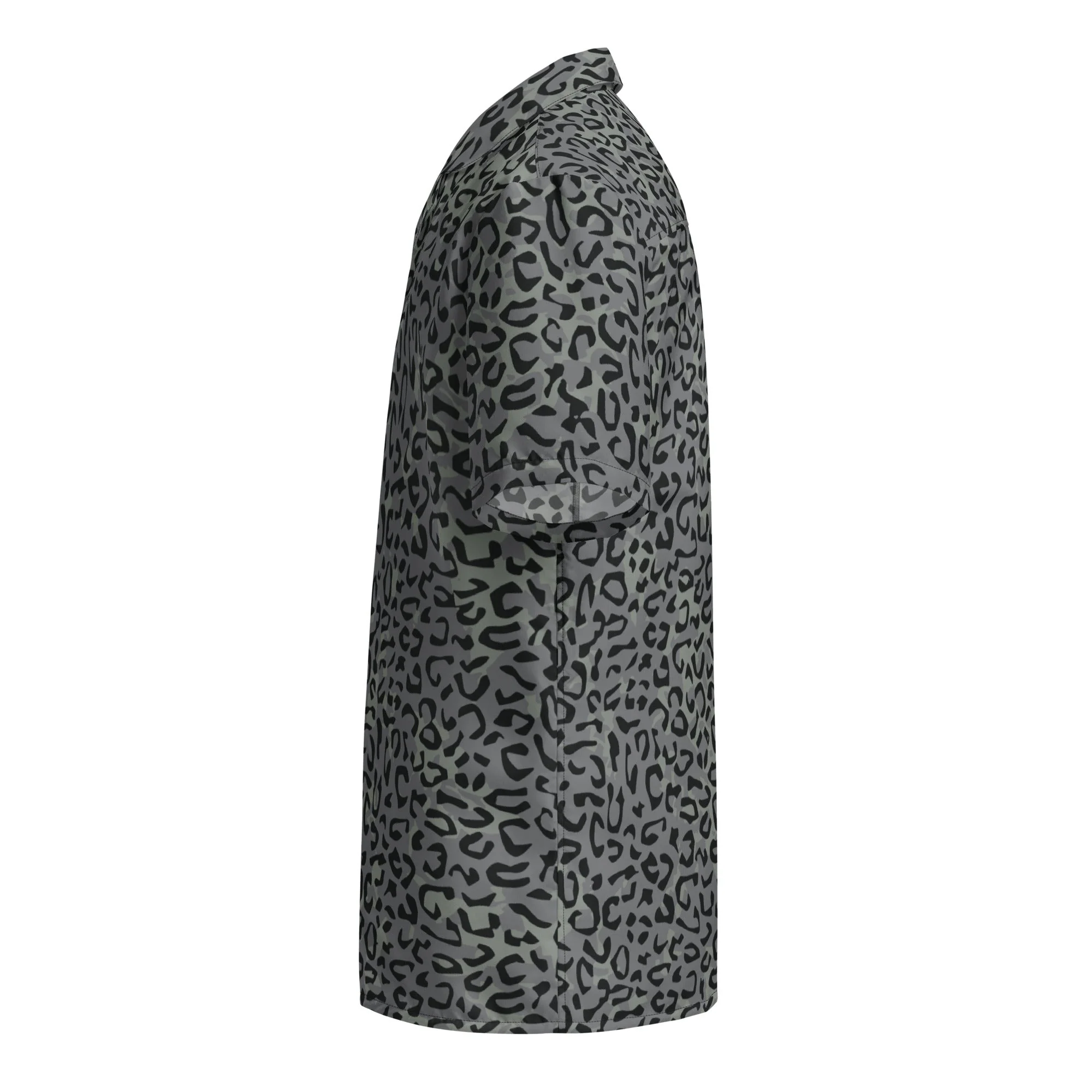 Leopard Spot Grey CAMO Unisex Short-Sleeve Button Shirt - Image 11