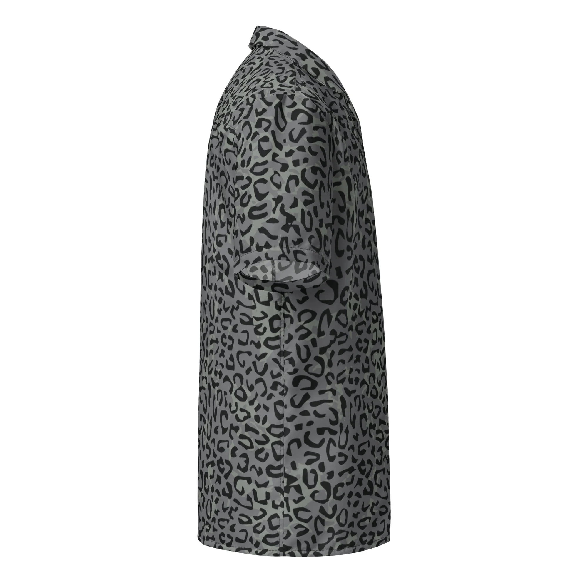 Leopard Spot Grey CAMO Unisex Short-Sleeve Button Shirt - Image 12