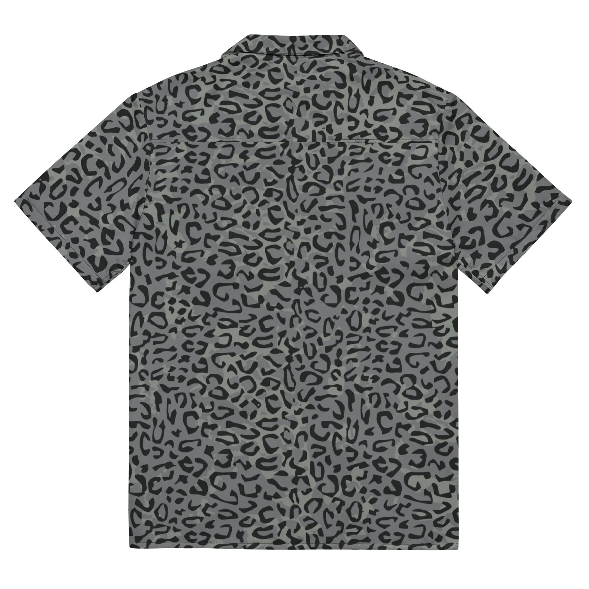 Leopard Spot Grey CAMO Unisex Short-Sleeve Button Shirt - Image 9