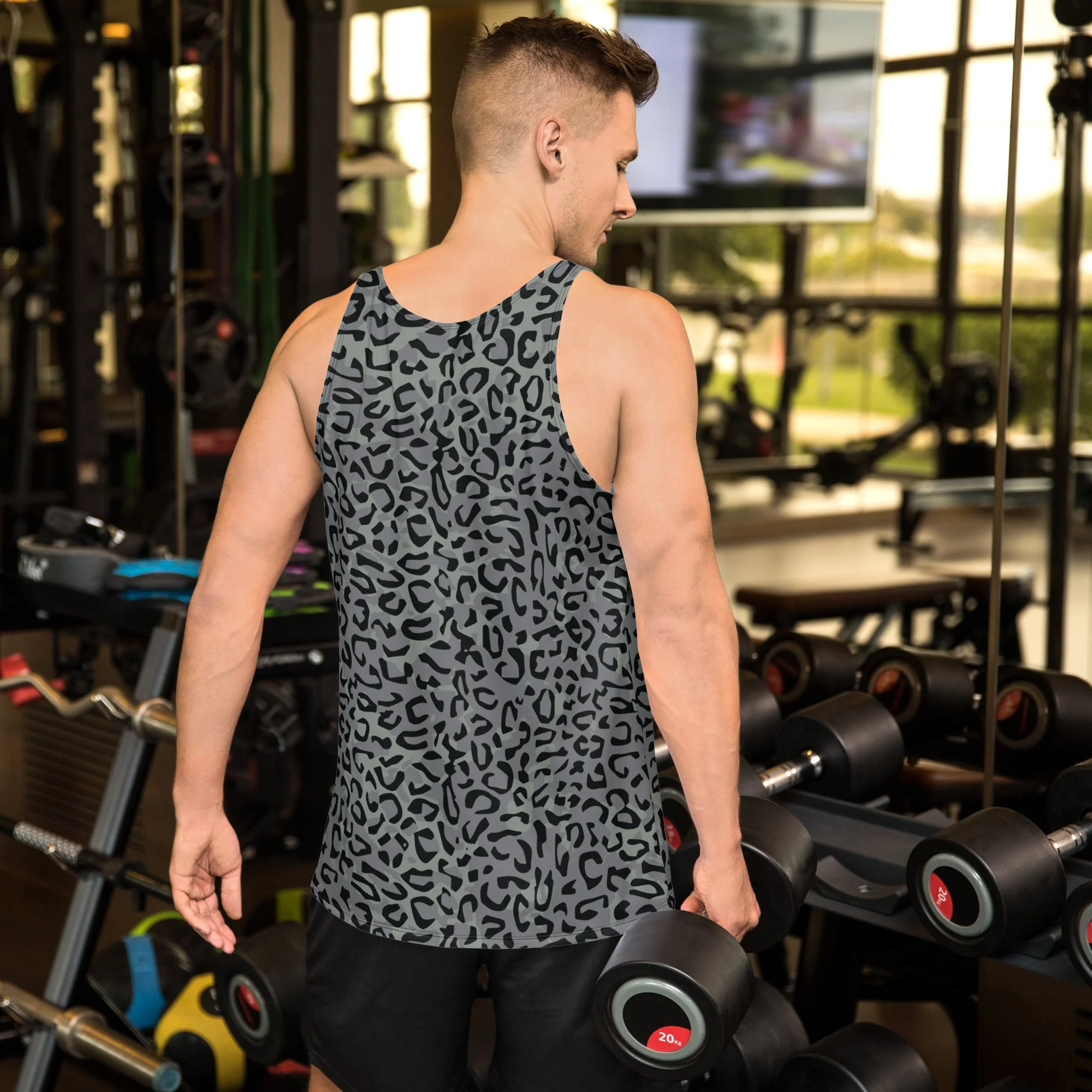 Leopard Spot Grey CAMO Unisex Tank Top - Image 2