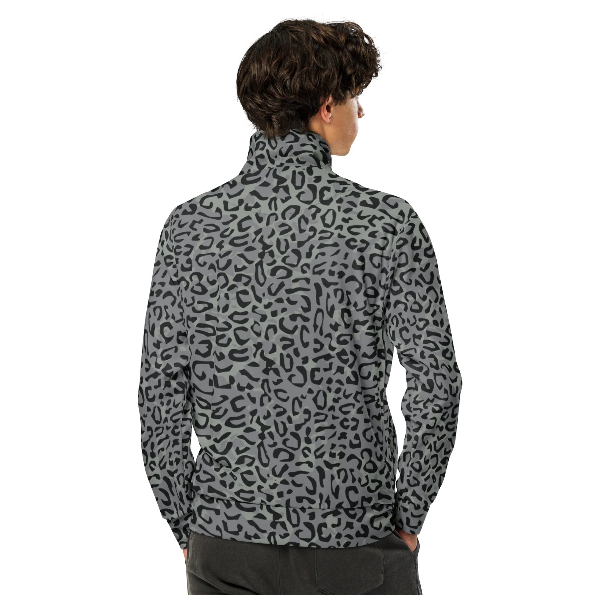 Leopard Spot Grey CAMO Unisex Track Jacket - Image 11