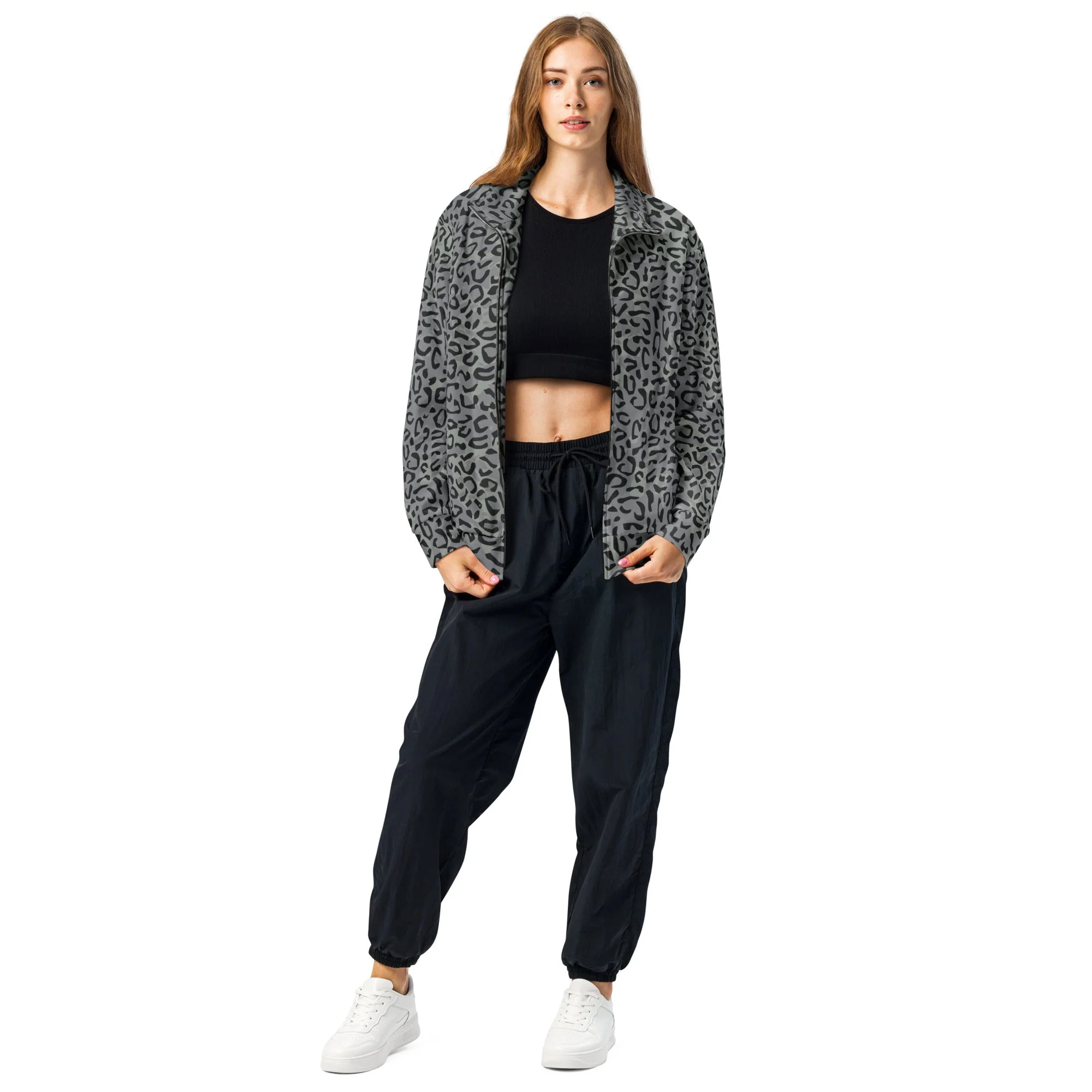 Leopard Spot Grey CAMO Unisex Track Jacket - Image 7