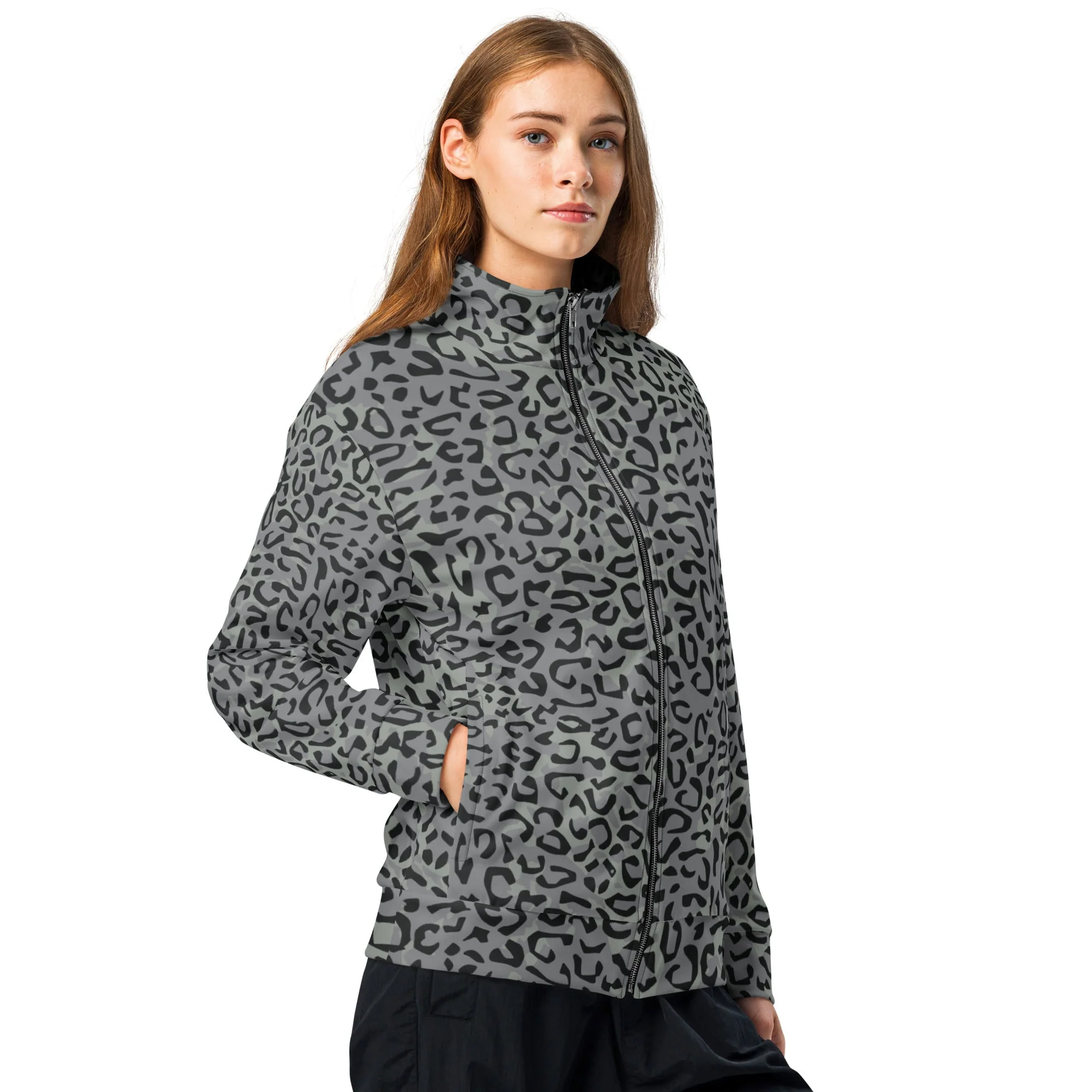 Leopard Spot Grey CAMO Unisex Track Jacket - Image 8