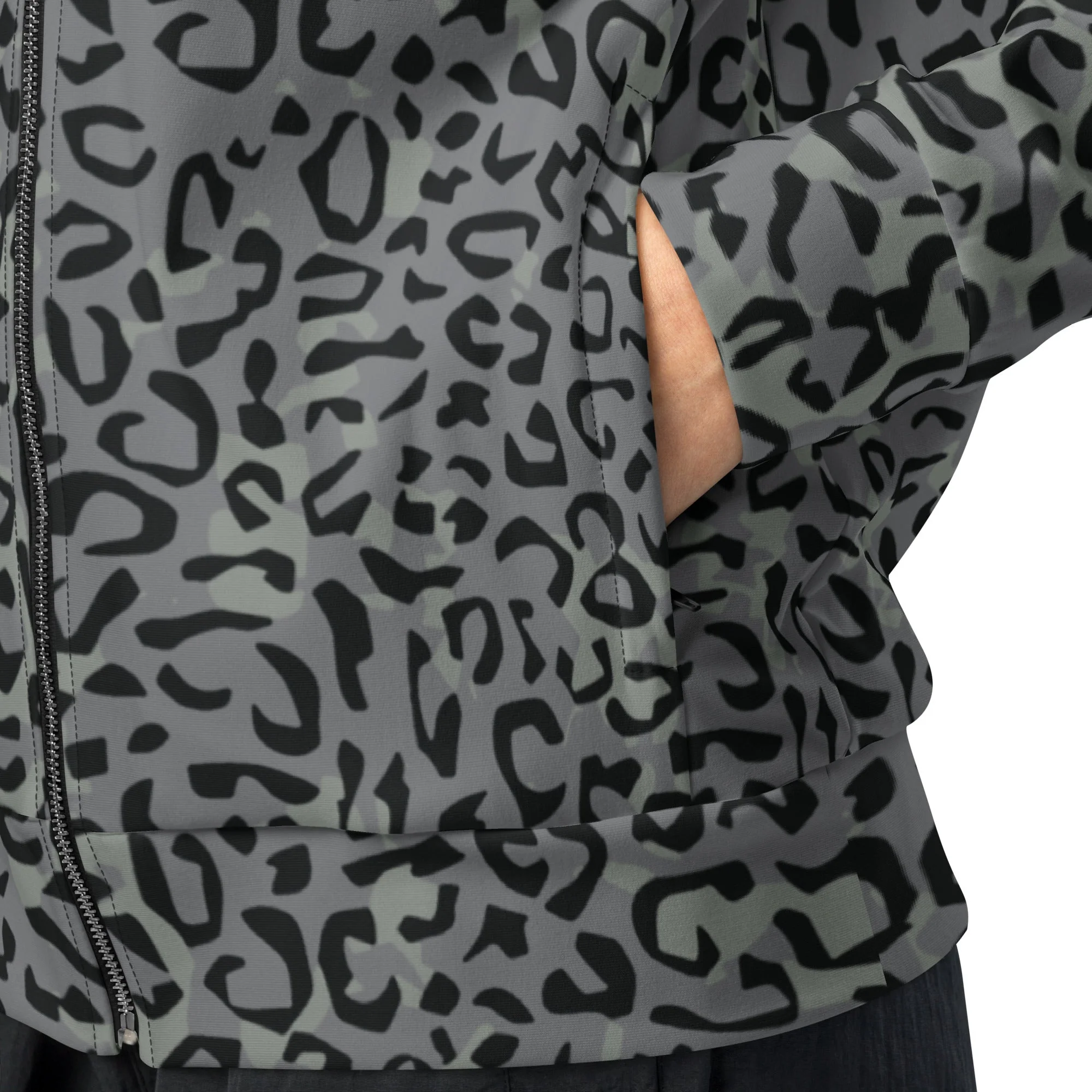 Leopard Spot Grey CAMO Unisex Track Jacket - Image 9