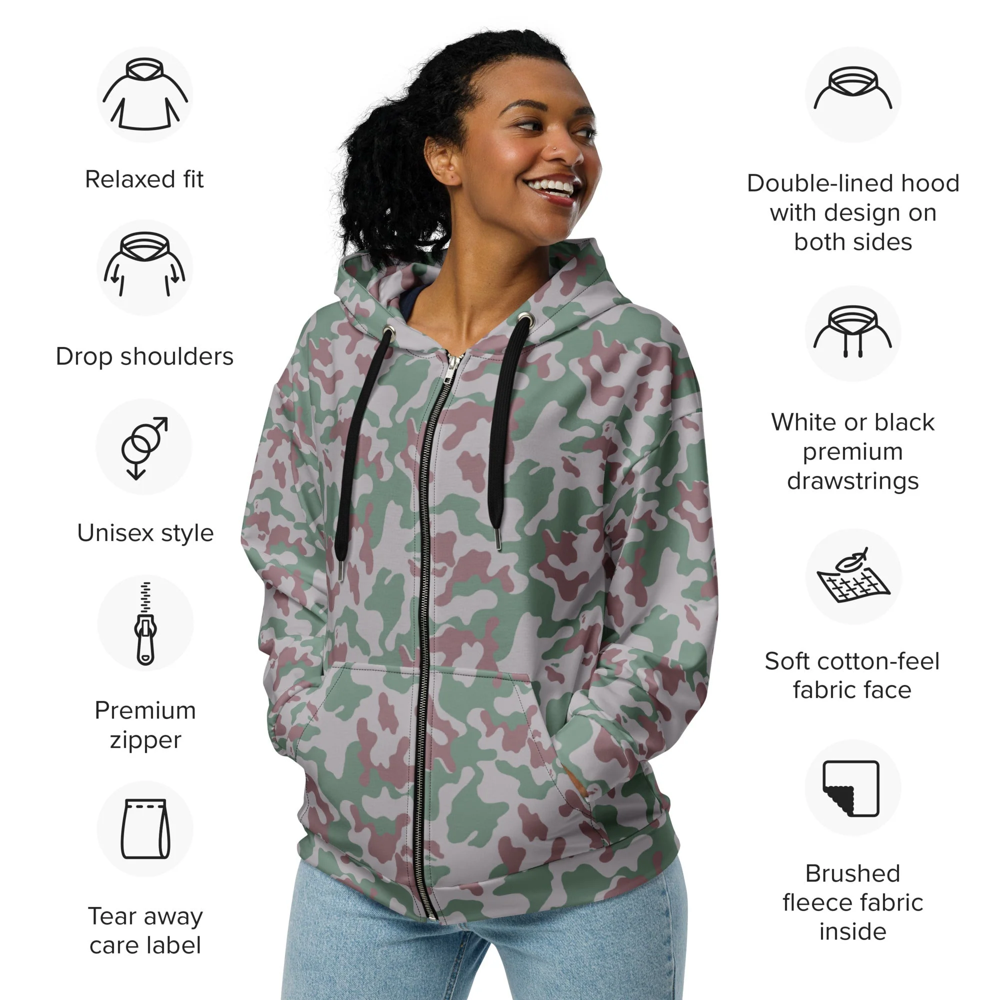 Lithuanian Amoeba CAMO Unisex Zip Hoodie - Image 10