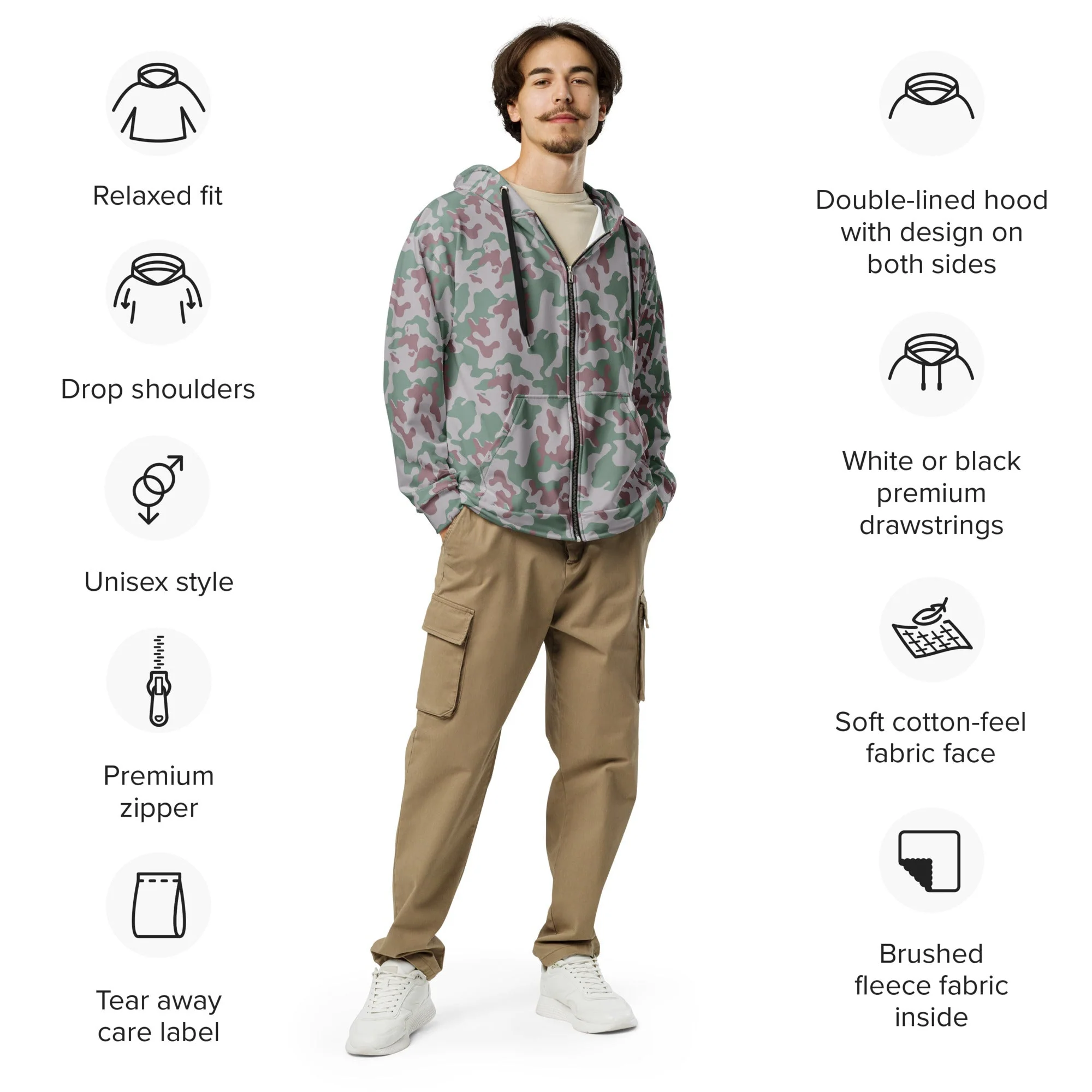 Lithuanian Amoeba CAMO Unisex Zip Hoodie - Image 9
