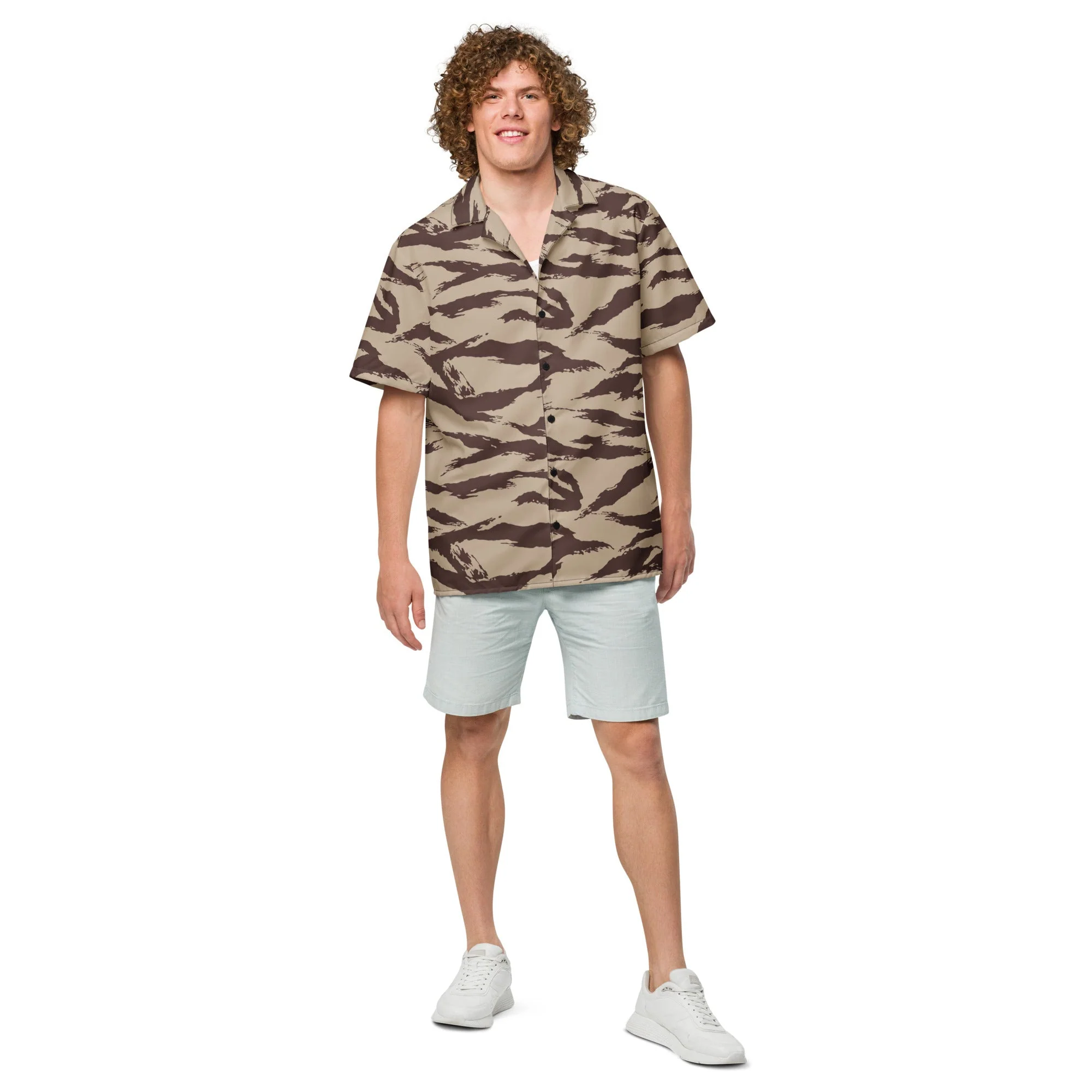 Moroccan Lizard Desert CAMO Unisex Short-Sleeve Button Shirt - Image 4