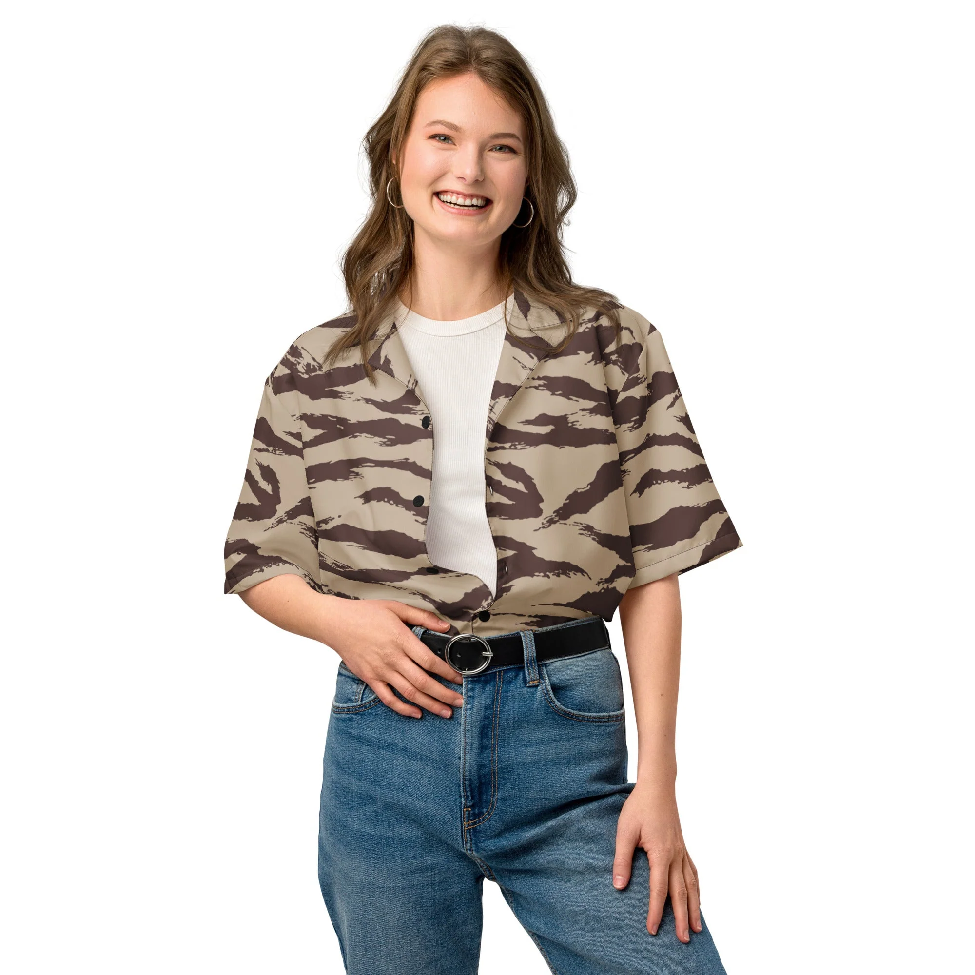 Moroccan Lizard Desert CAMO Unisex Short-Sleeve Button Shirt - Image 5